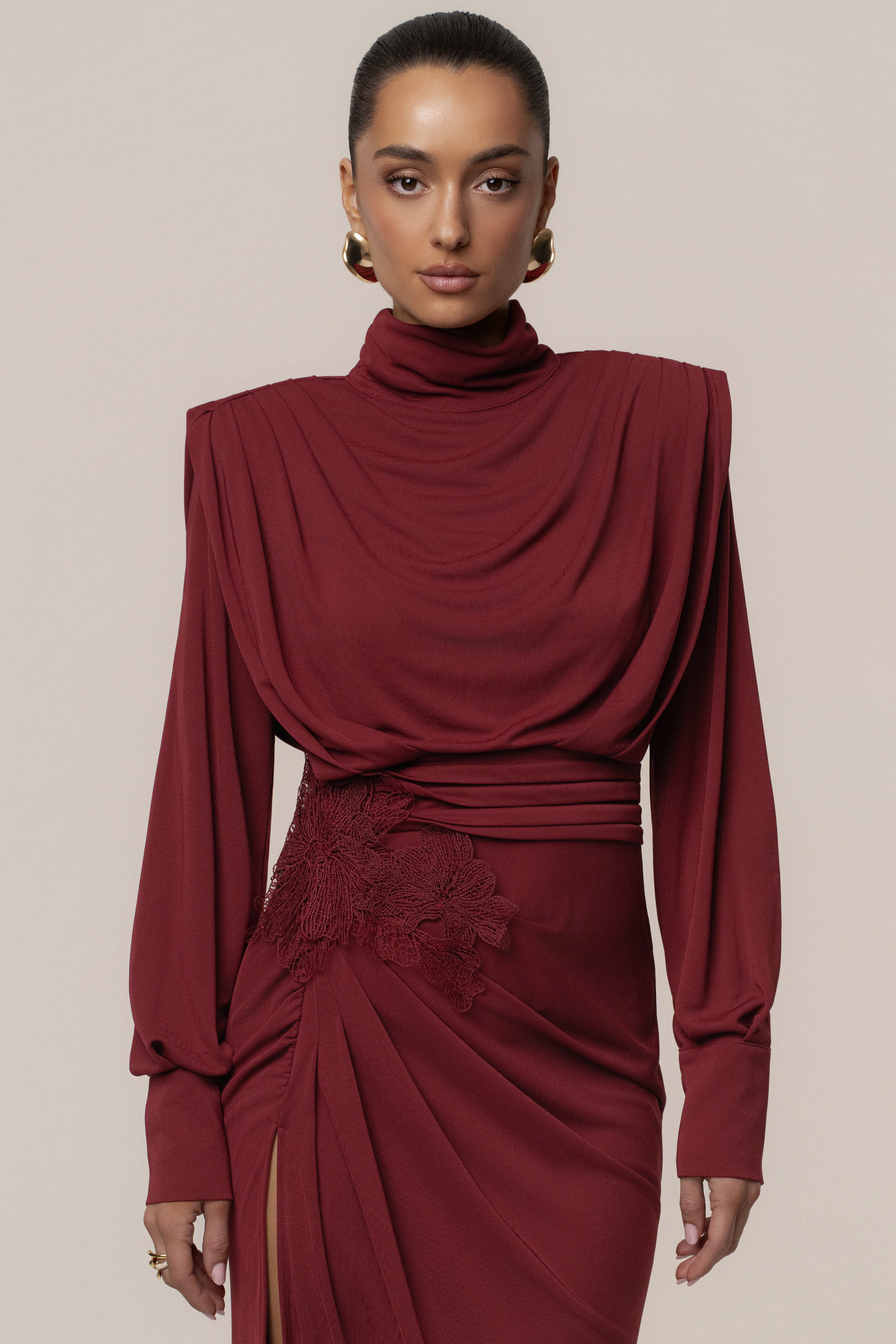 Burgundy Radiance Maxi Gown - JLUXLABEL