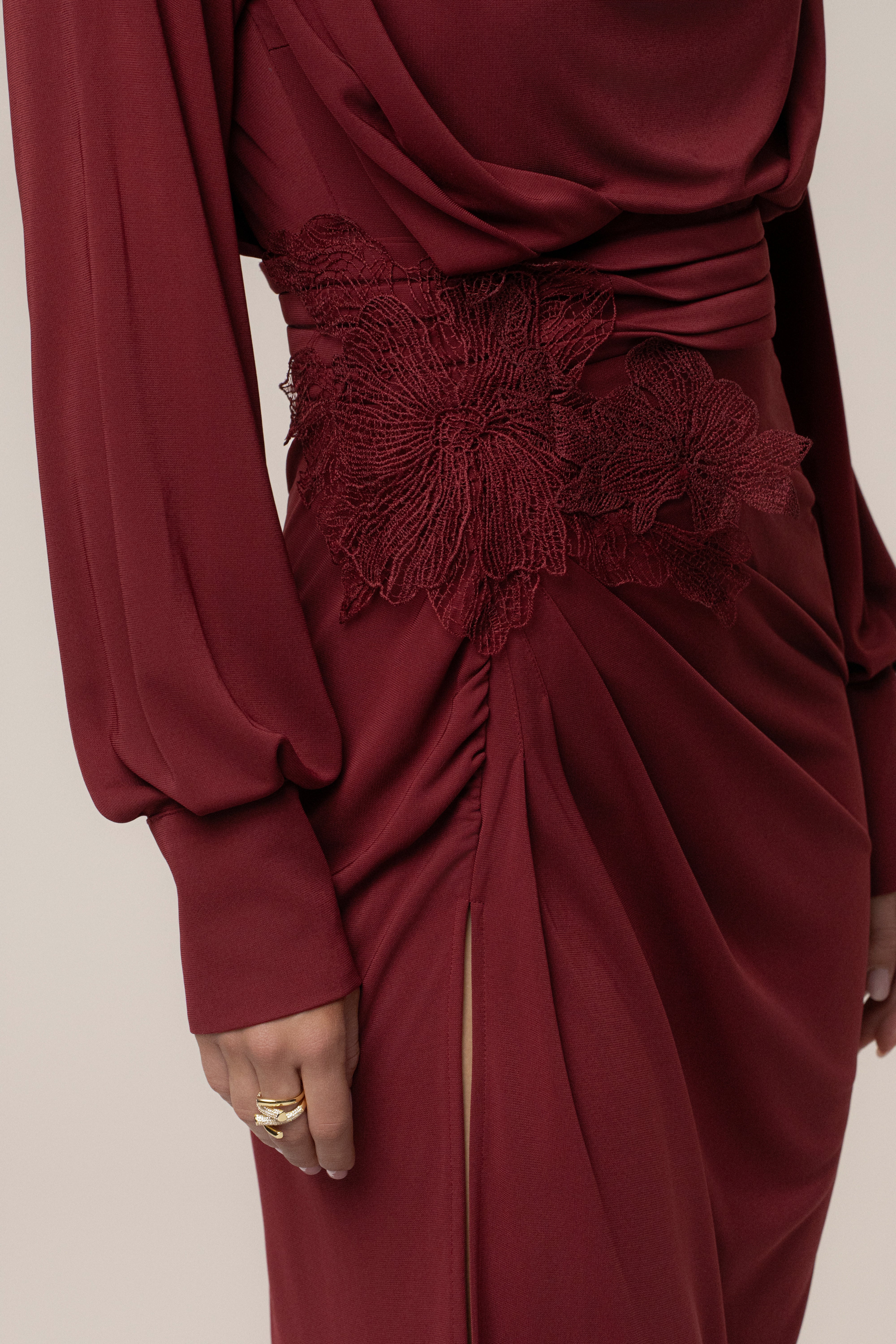 Burgundy Radiance Maxi Gown - JLUXLABEL