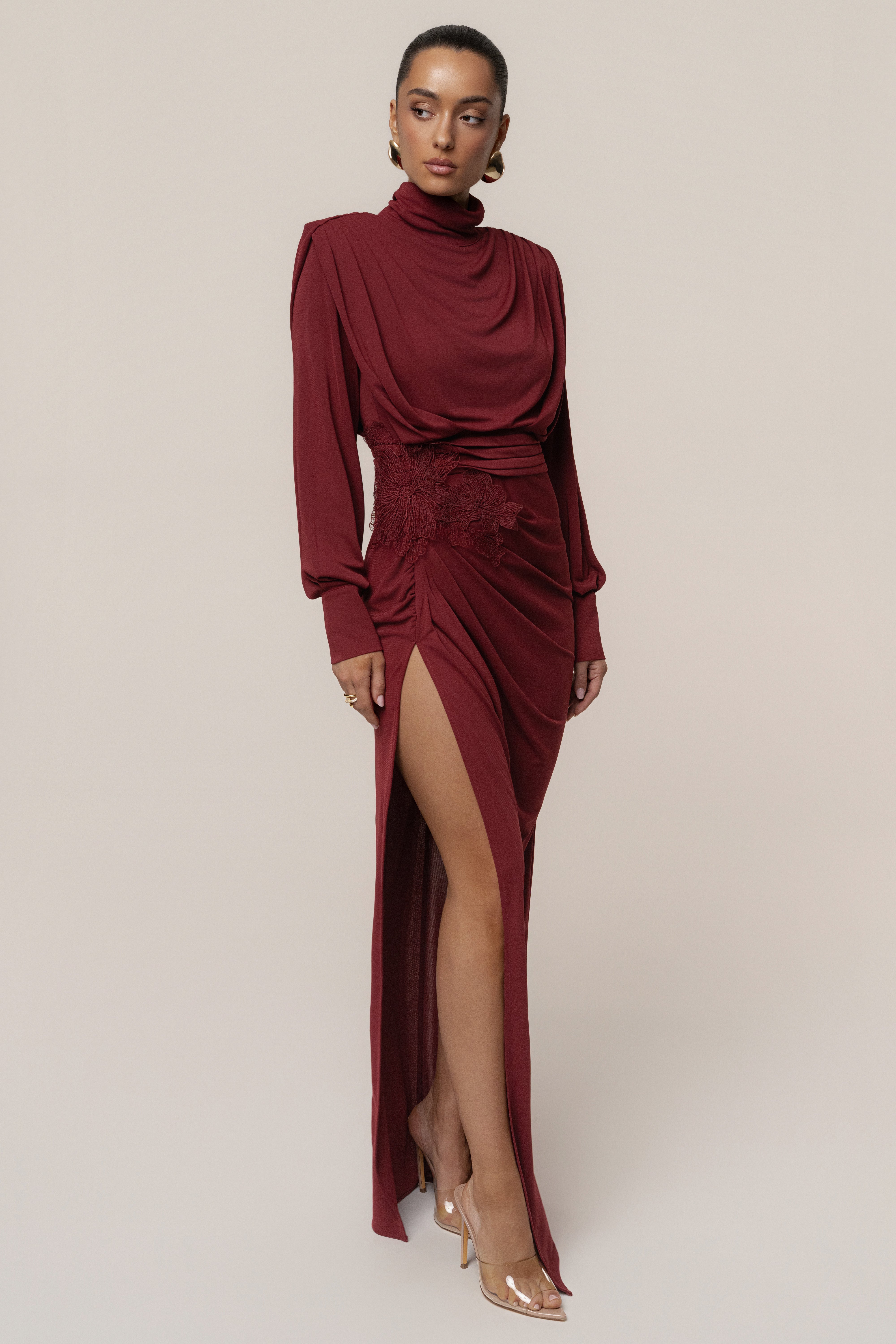 Burgundy Radiance Maxi Gown - JLUXLABEL