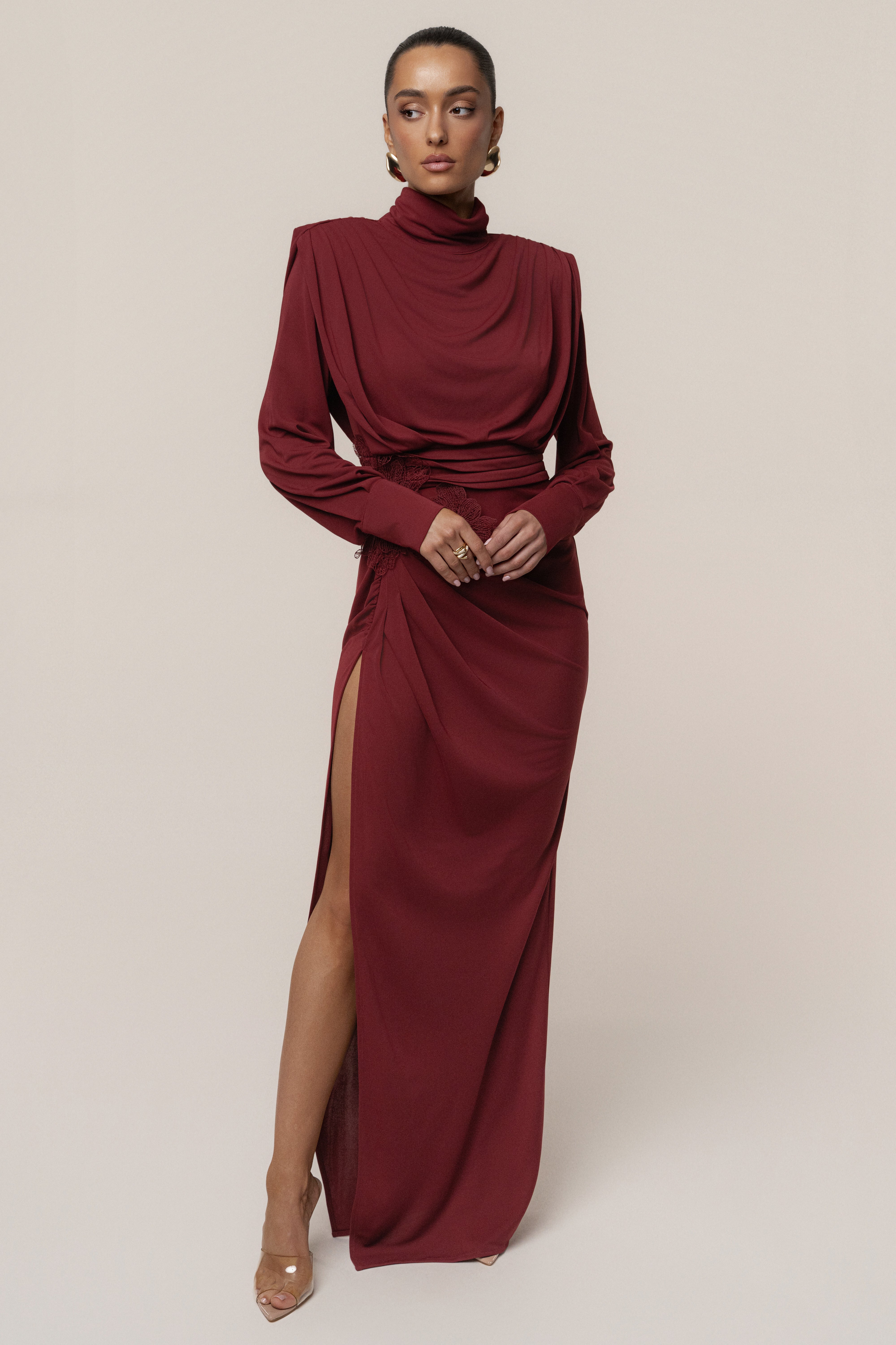 Burgundy Radiance Maxi Gown - JLUXLABEL