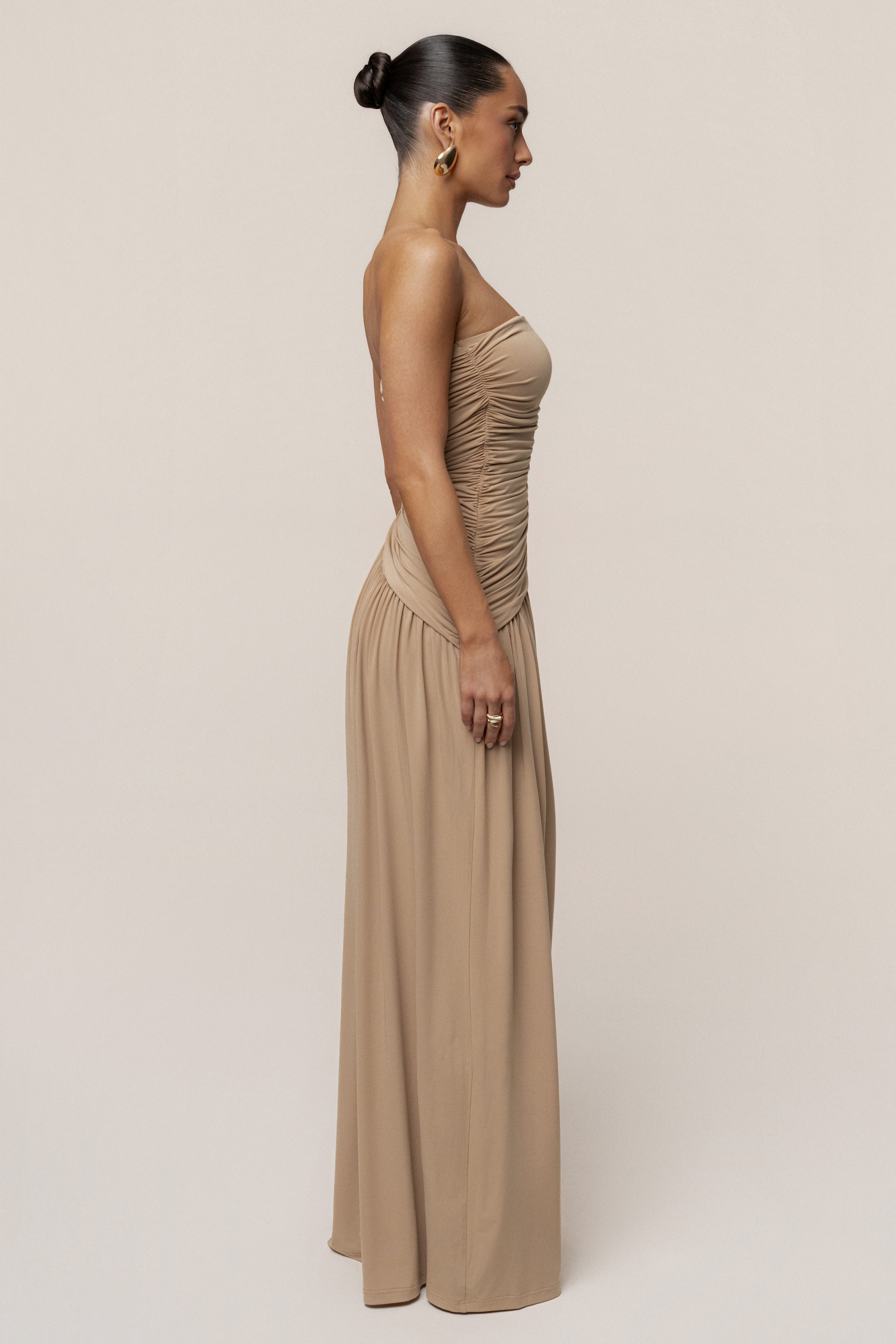 Beige Vision Of Elegance Maxi Dress - JLUXLABEL