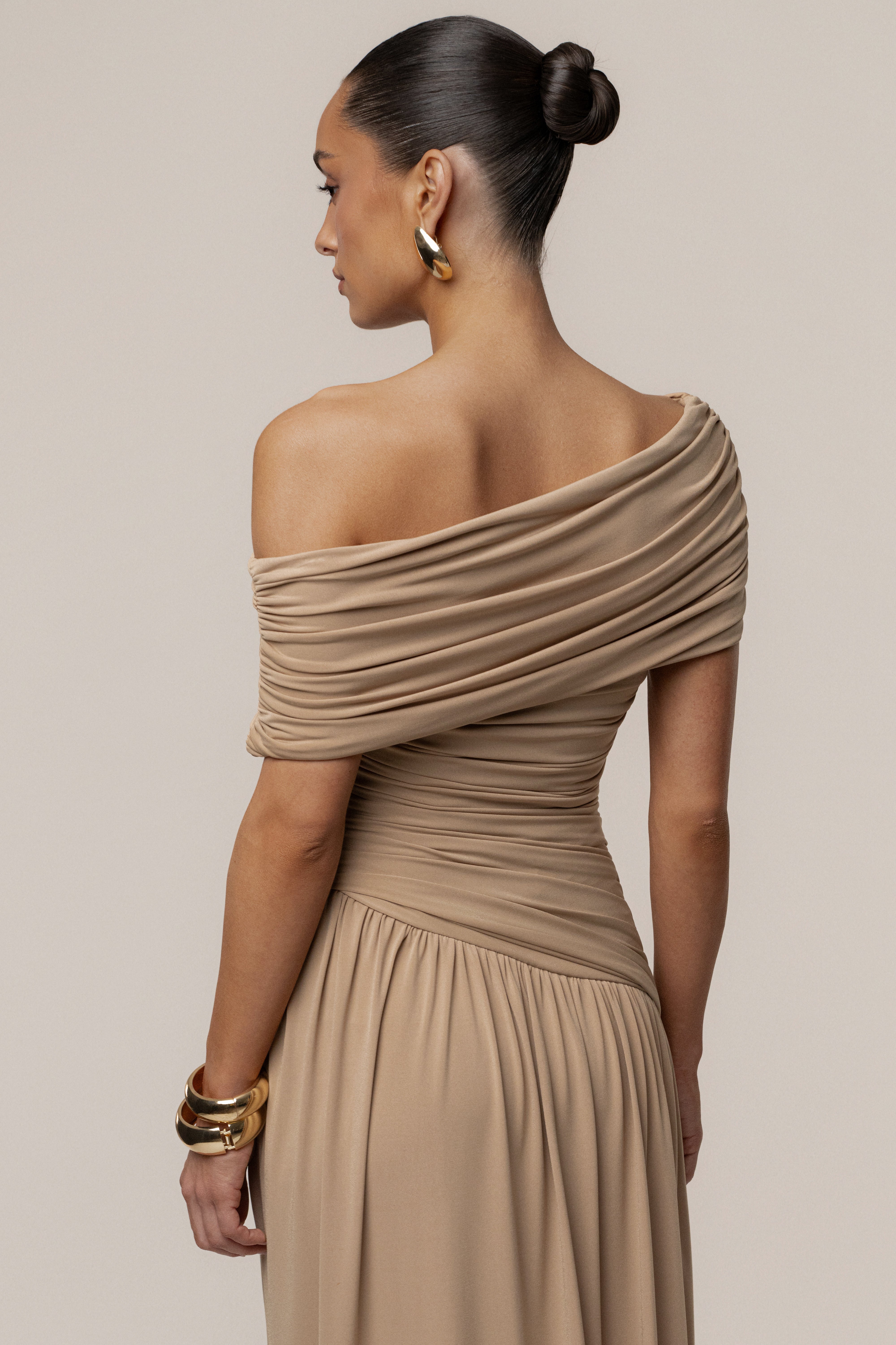Beige Vision Of Elegance Maxi Dress - JLUXLABEL