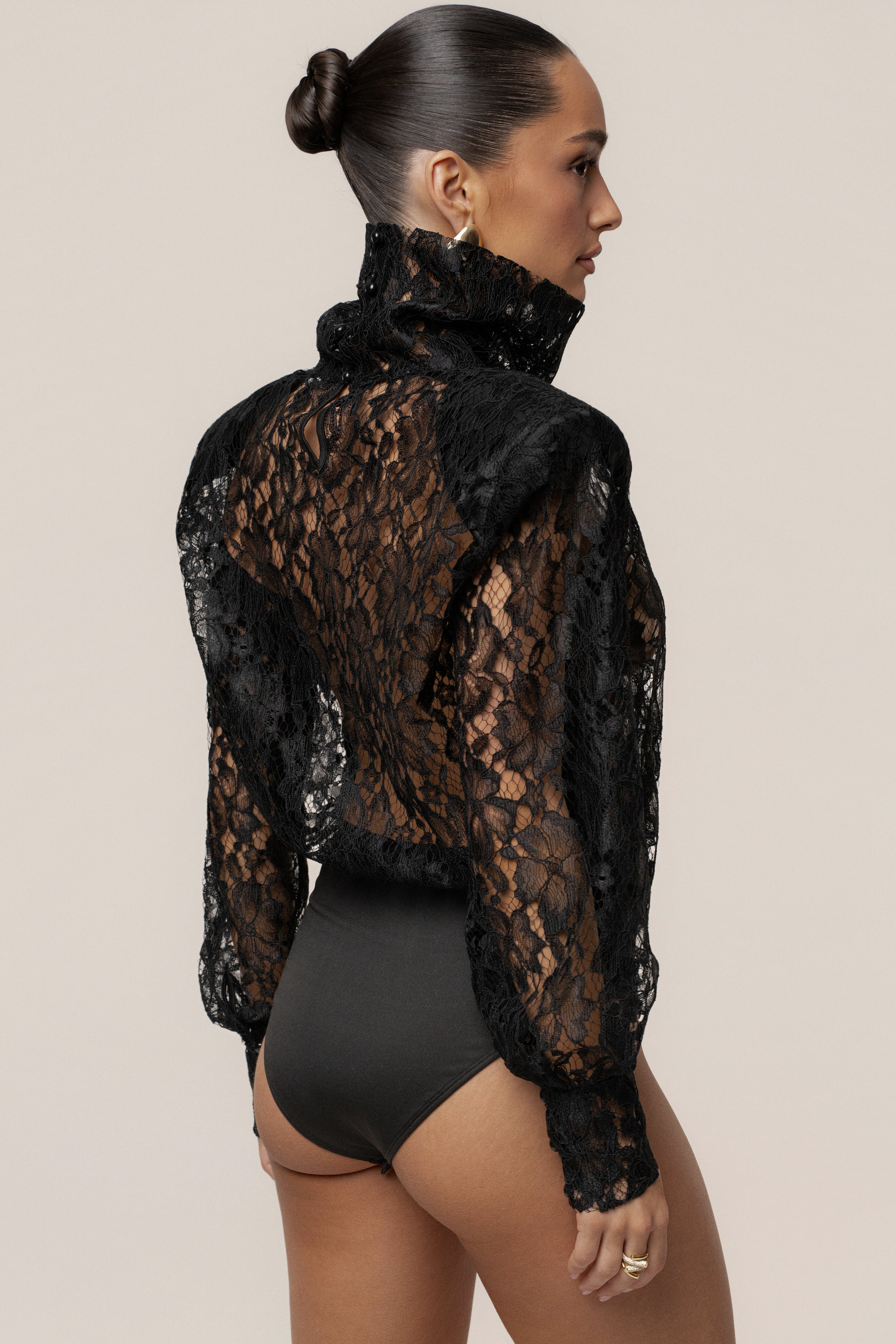 PRE-ORDER Black Devotion Lace Bodysuit & Skirt Set