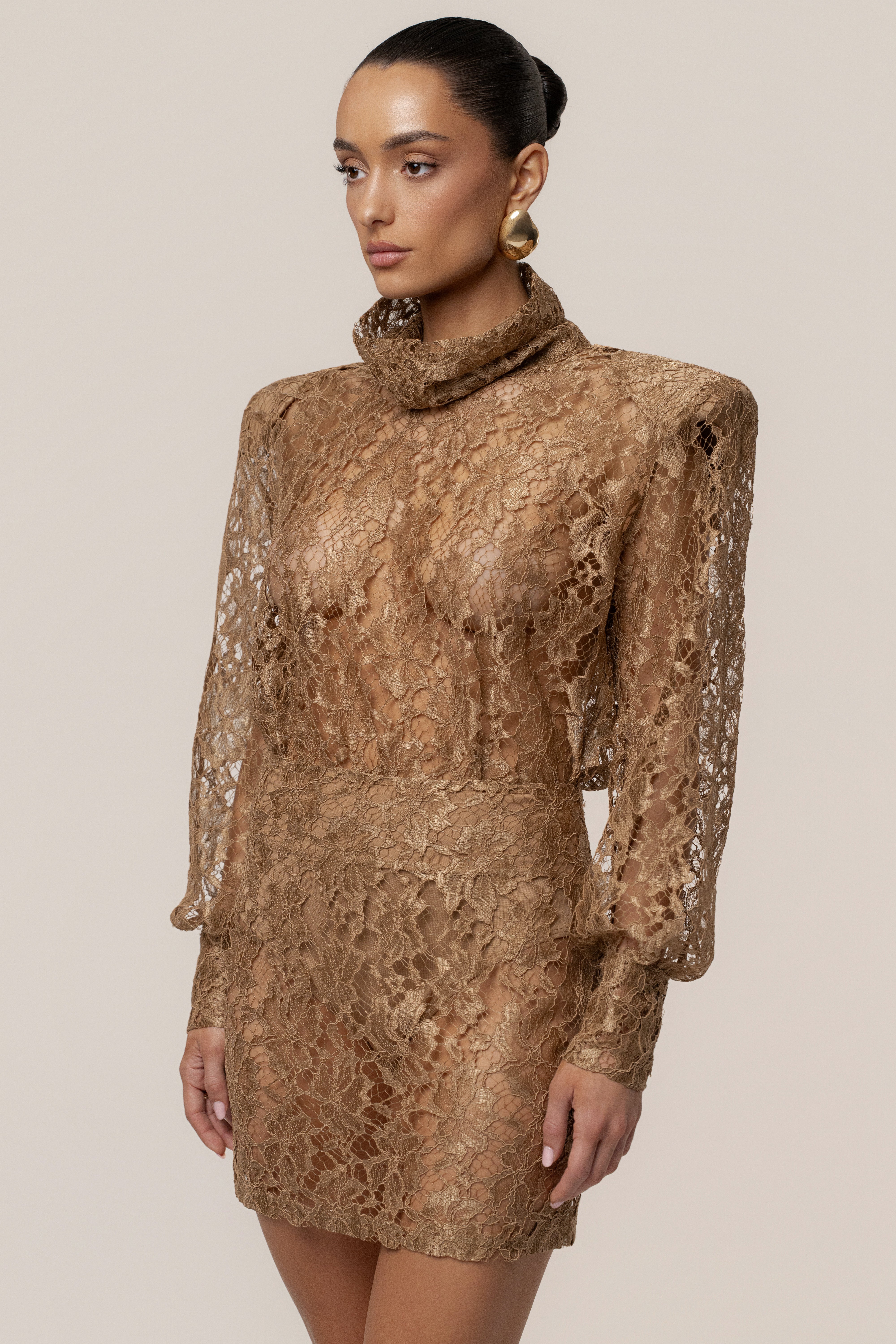 PRE-ORDER Beige Devotion Lace Bodysuit & Skirt Set