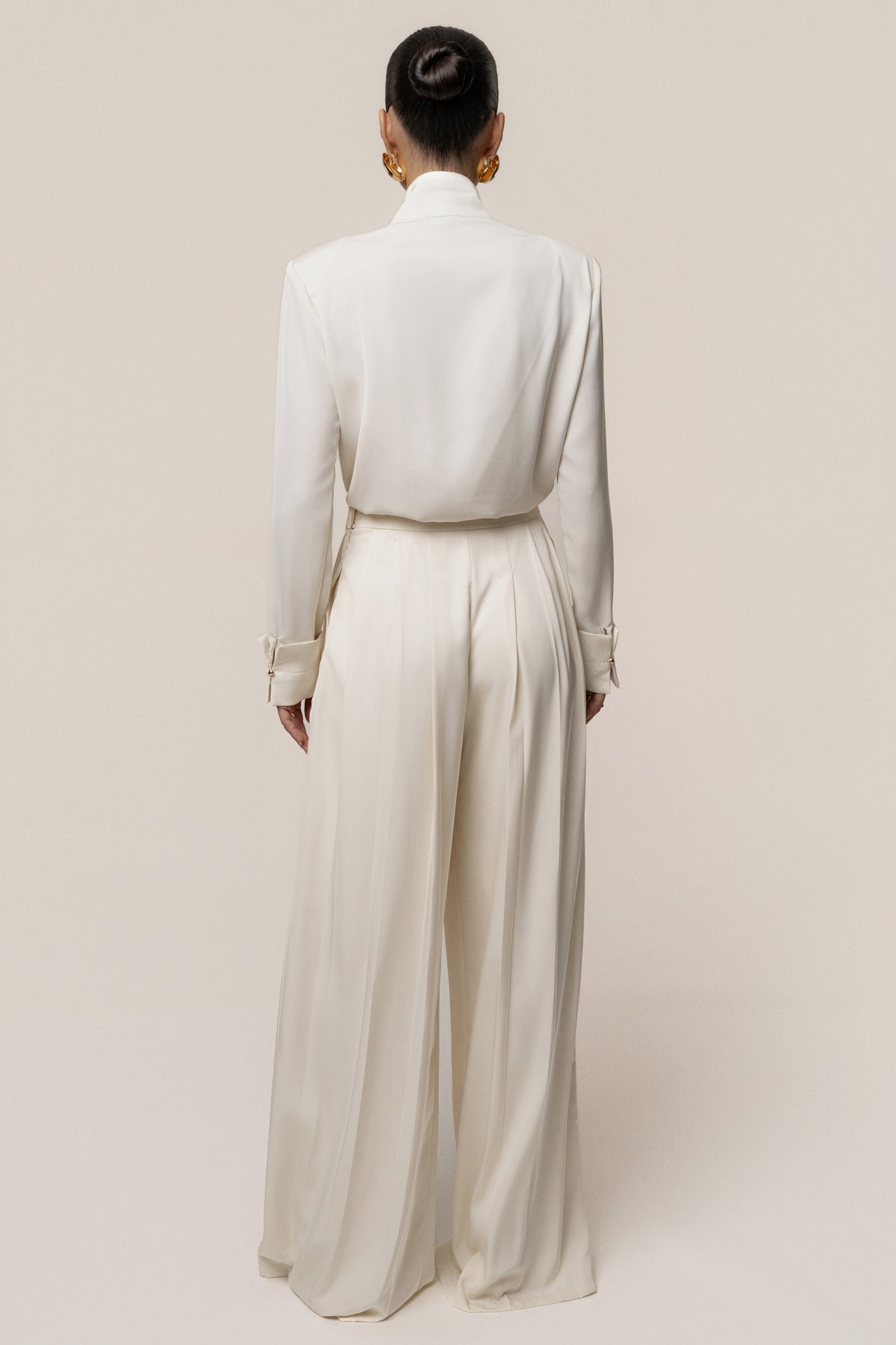 Buttercream Clara Wide Leg Pleated Trousers - JLUXLABEL