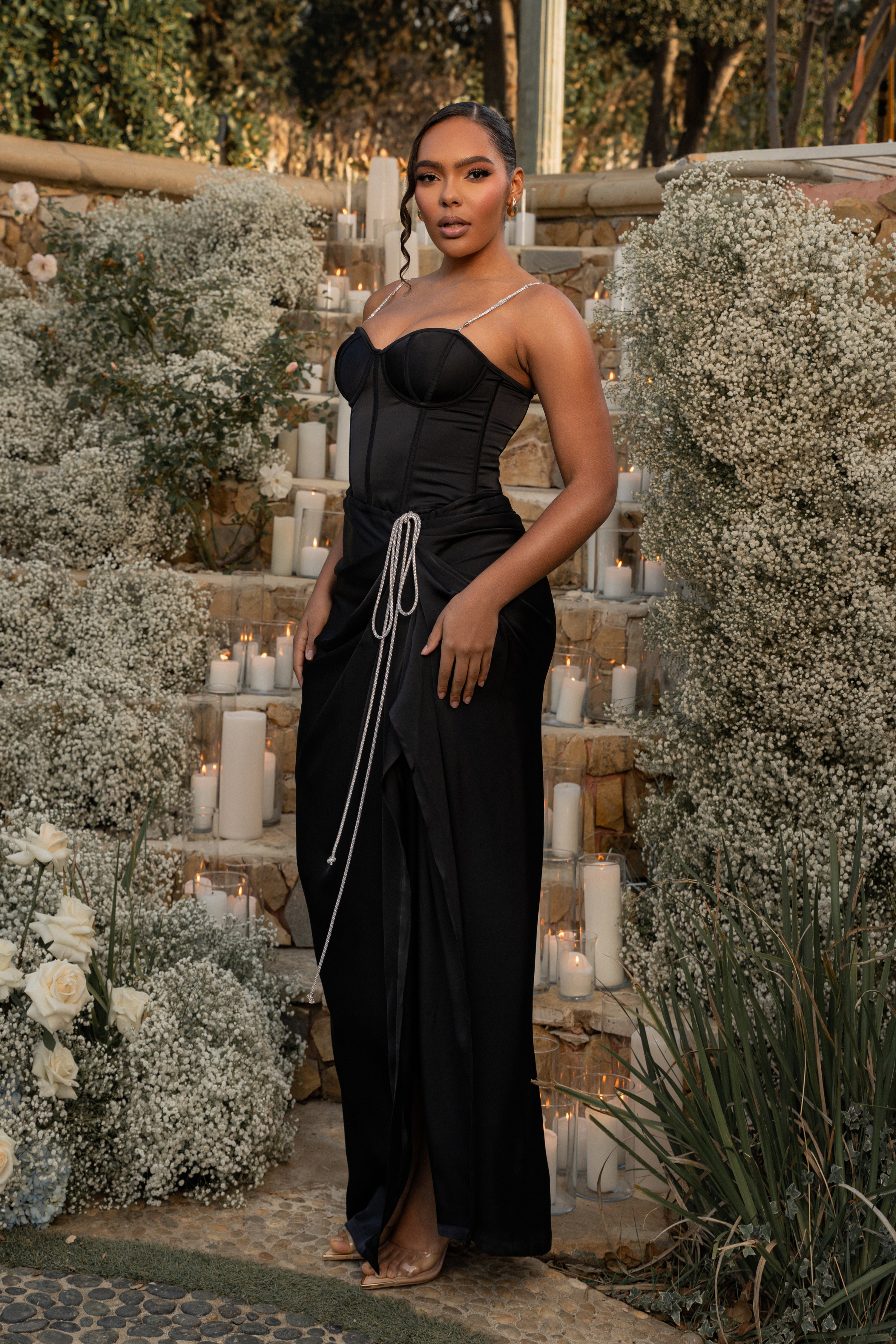 Black Olea Satin Skirt - JLUXLABEL