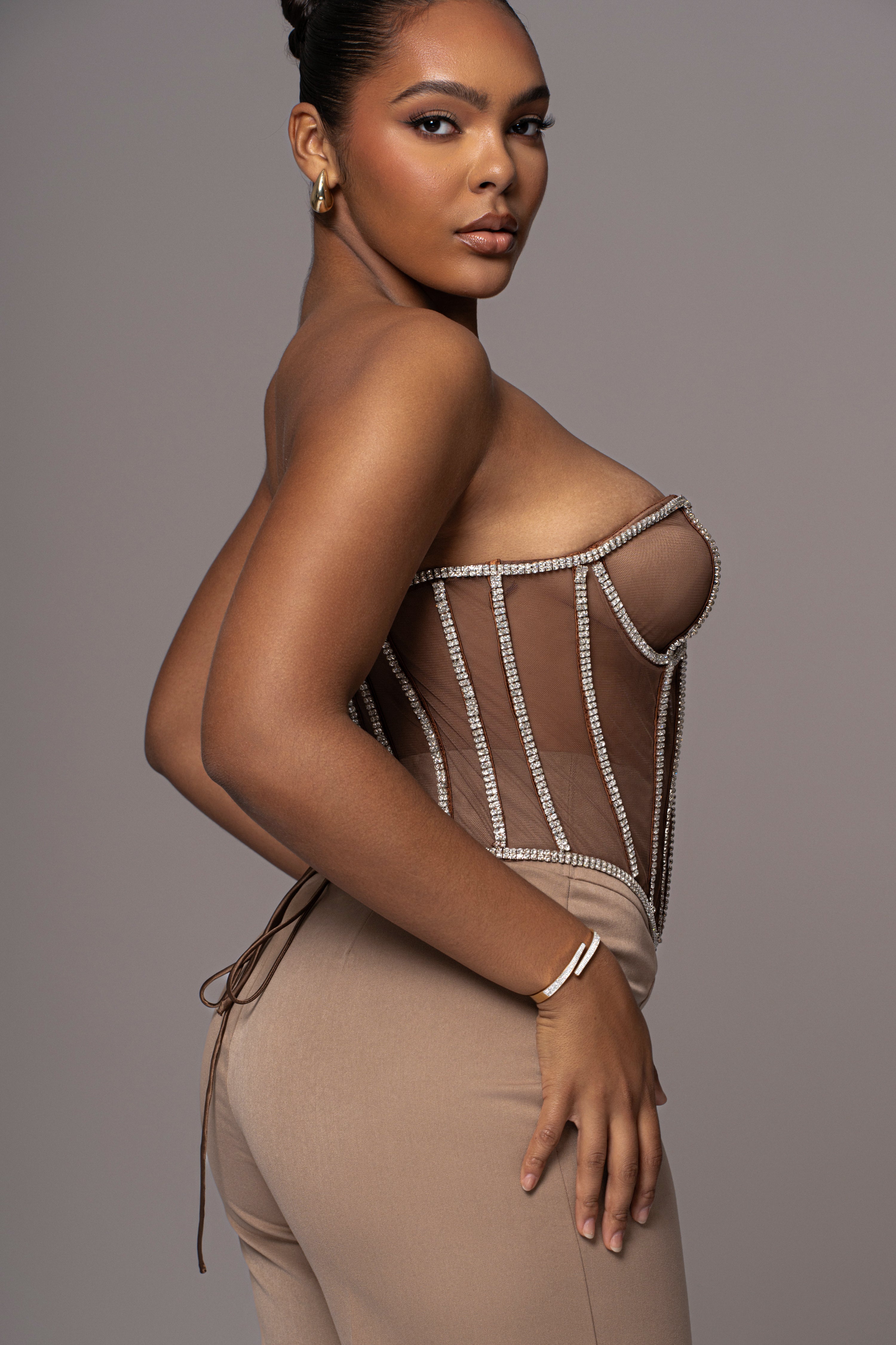 LIMITED EDITION Dark Rhinestone Crystal Corset - JLUXLABEL