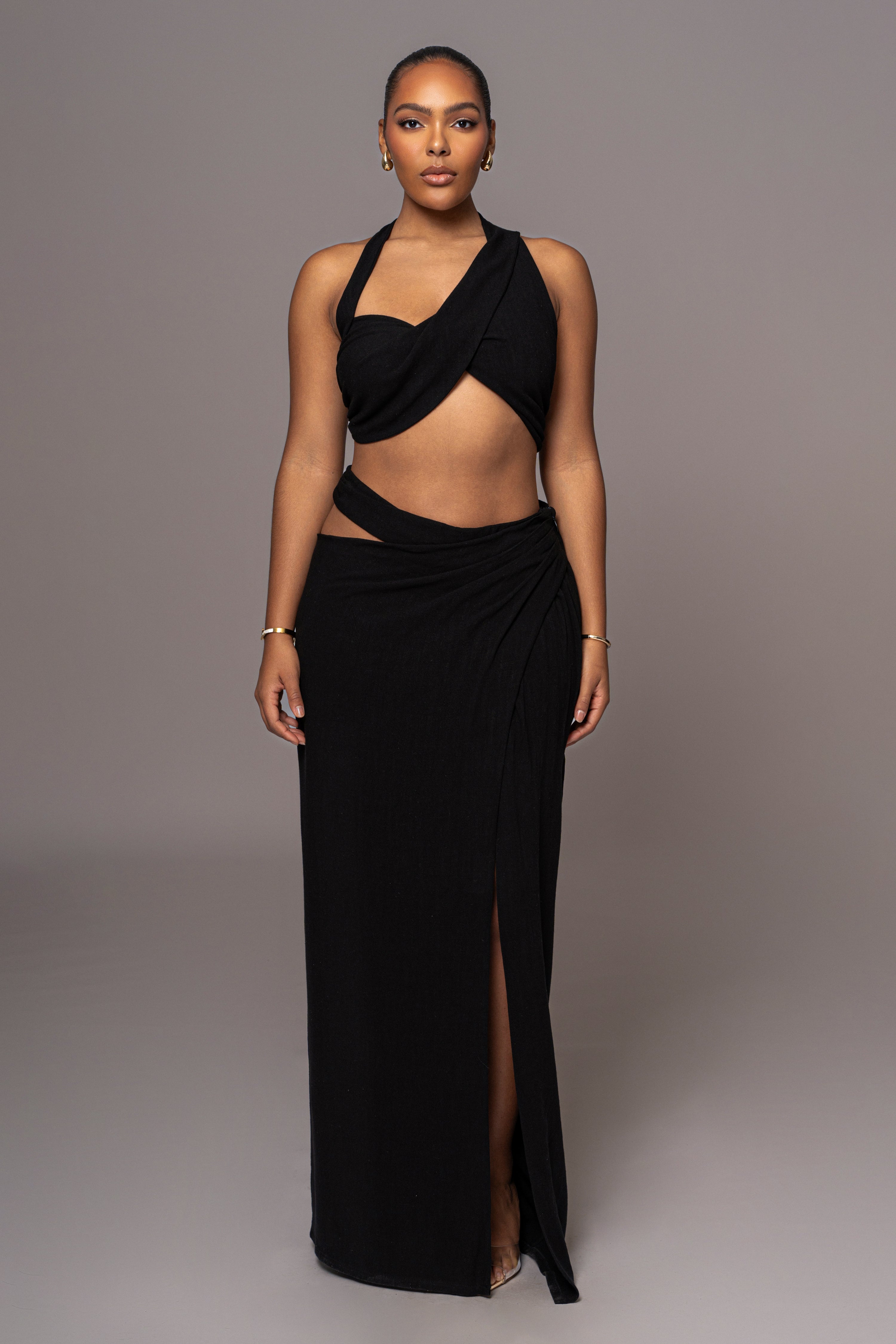 Black New Age Two Piece Skirt Set - JLUXLABEL