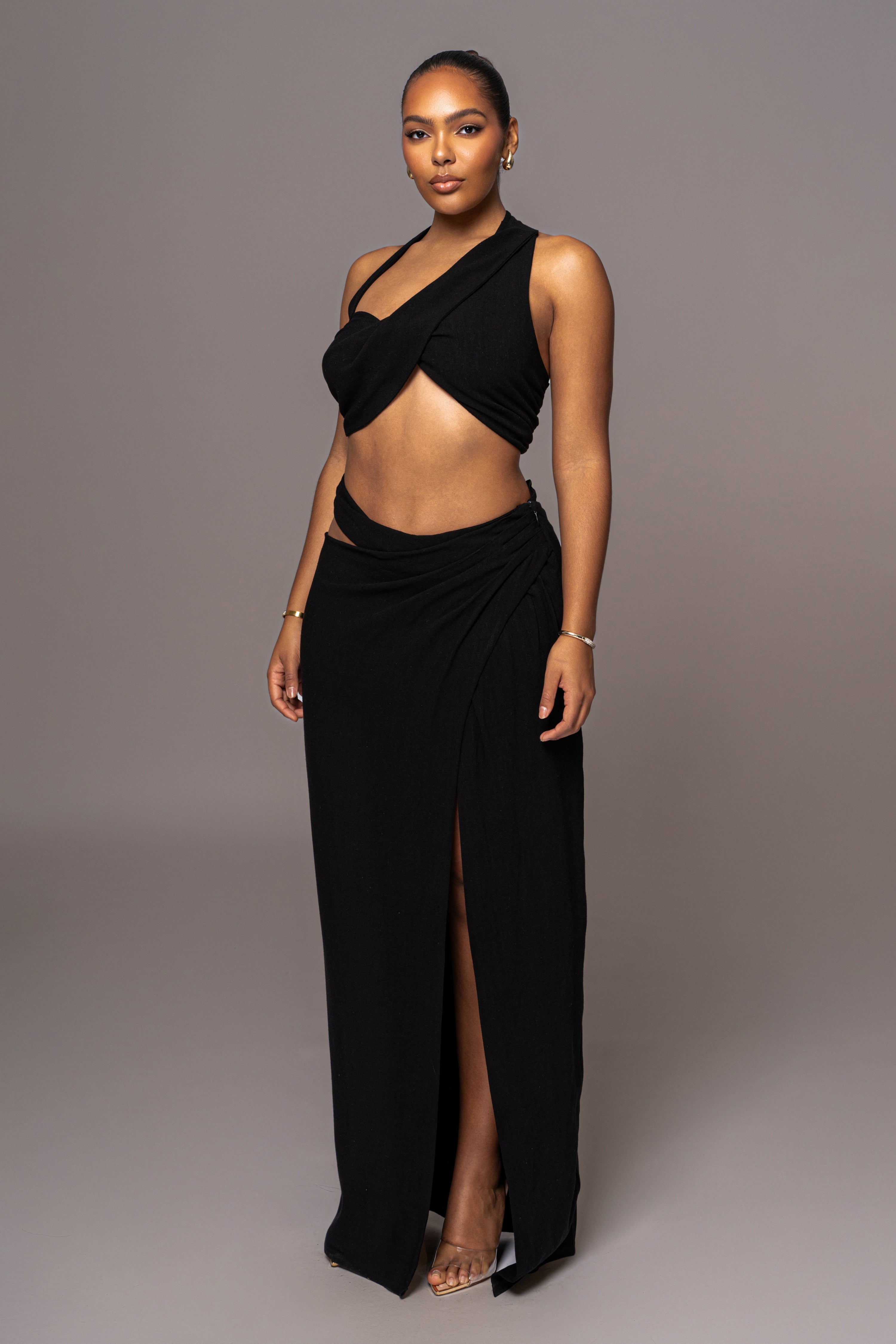 Black New Age Two Piece Skirt Set - JLUXLABEL