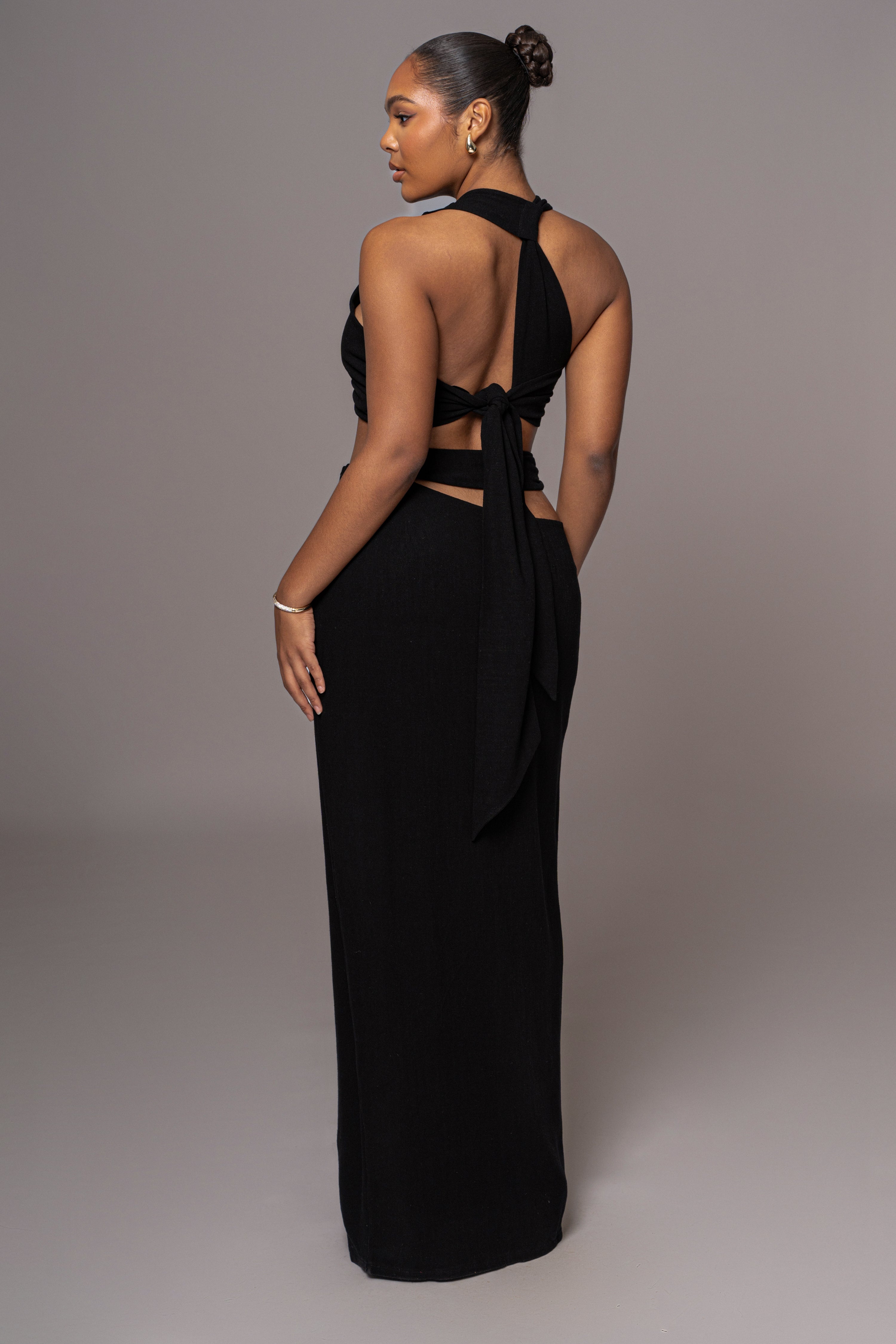 Black New Age Two Piece Skirt Set - JLUXLABEL