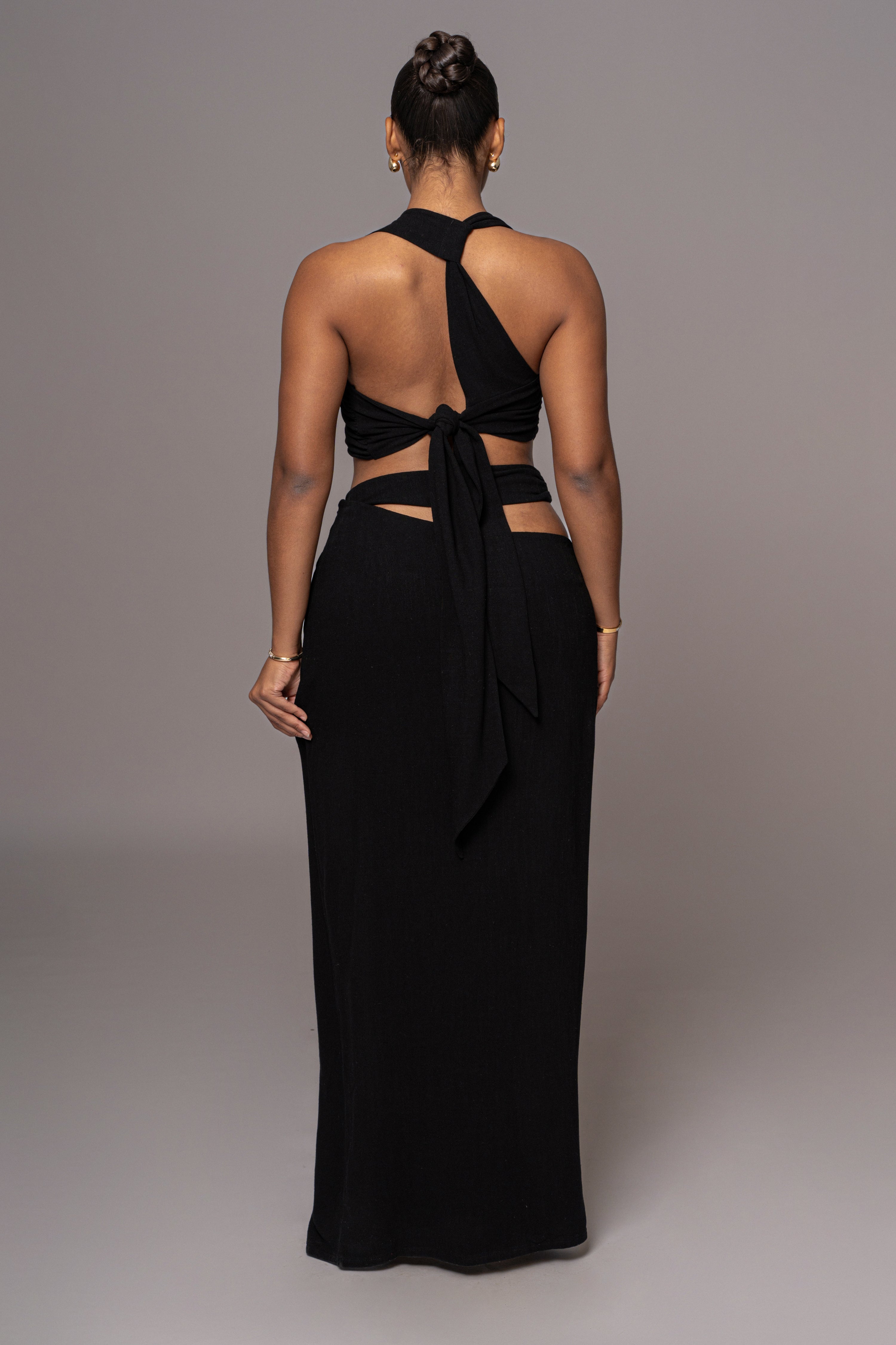 Black New Age Two Piece Skirt Set - JLUXLABEL