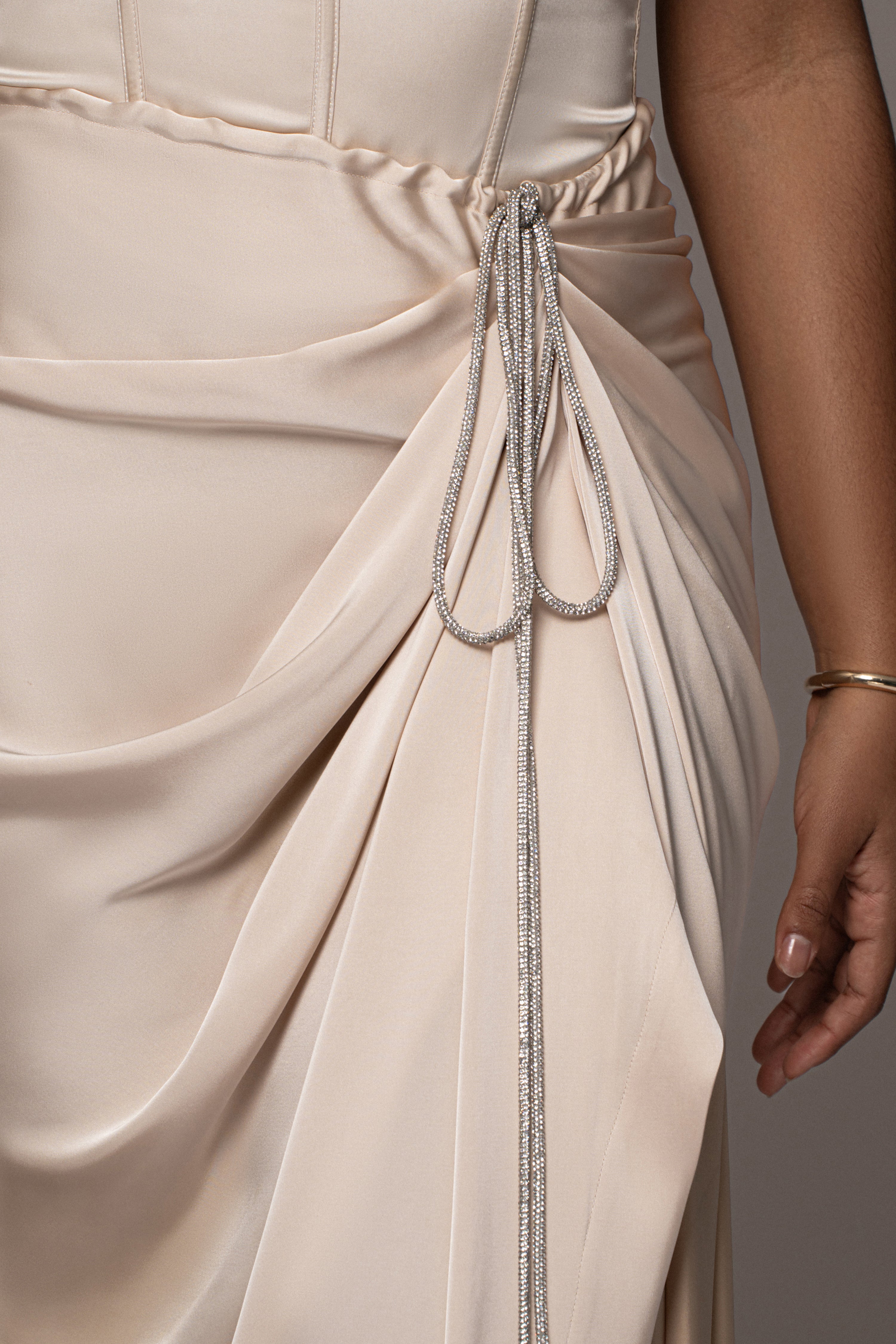 Champagne Olea Satin Skirt - JLUXLABEL