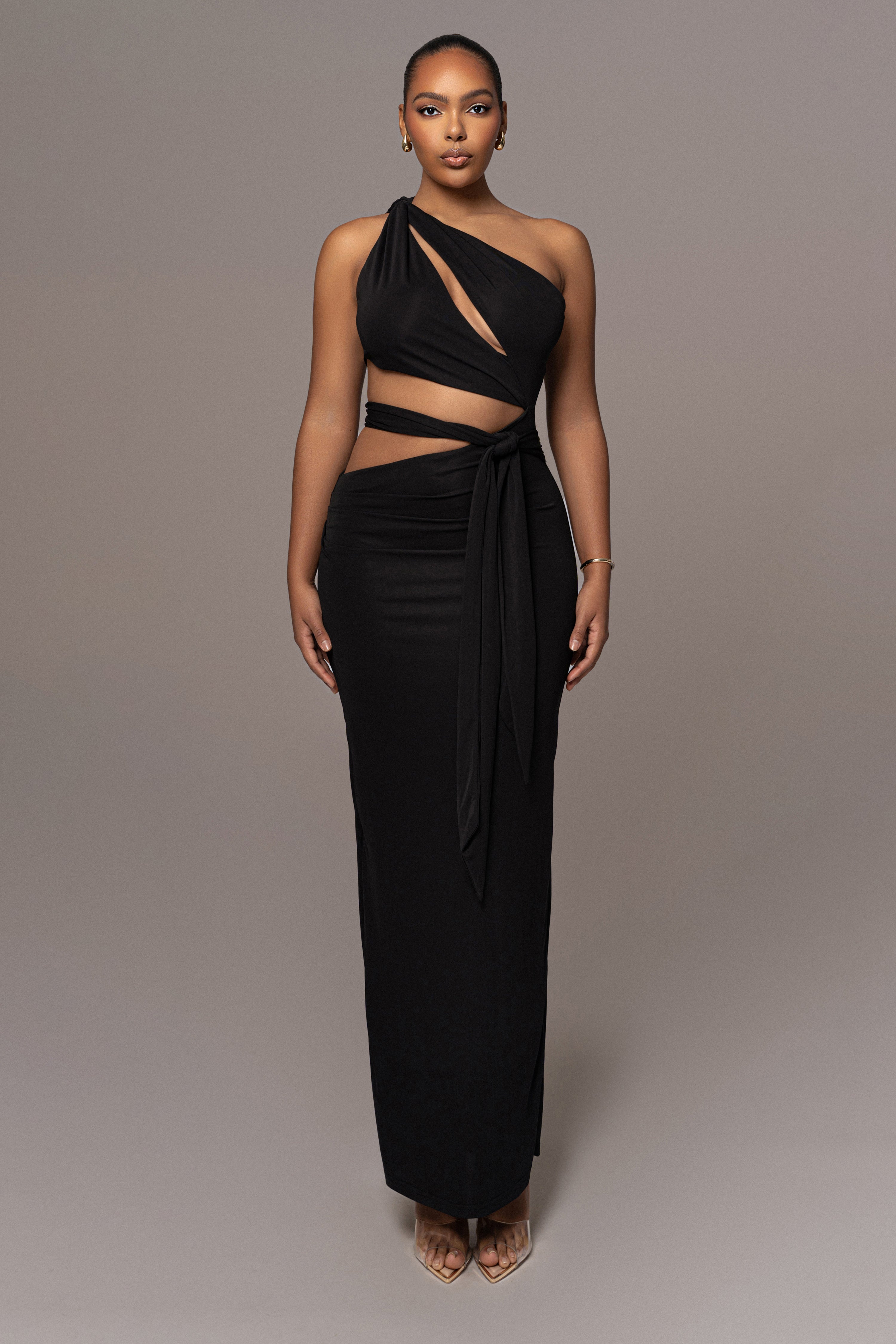 Black Athenia Keyhole Maxi Dress - JLUXLABEL