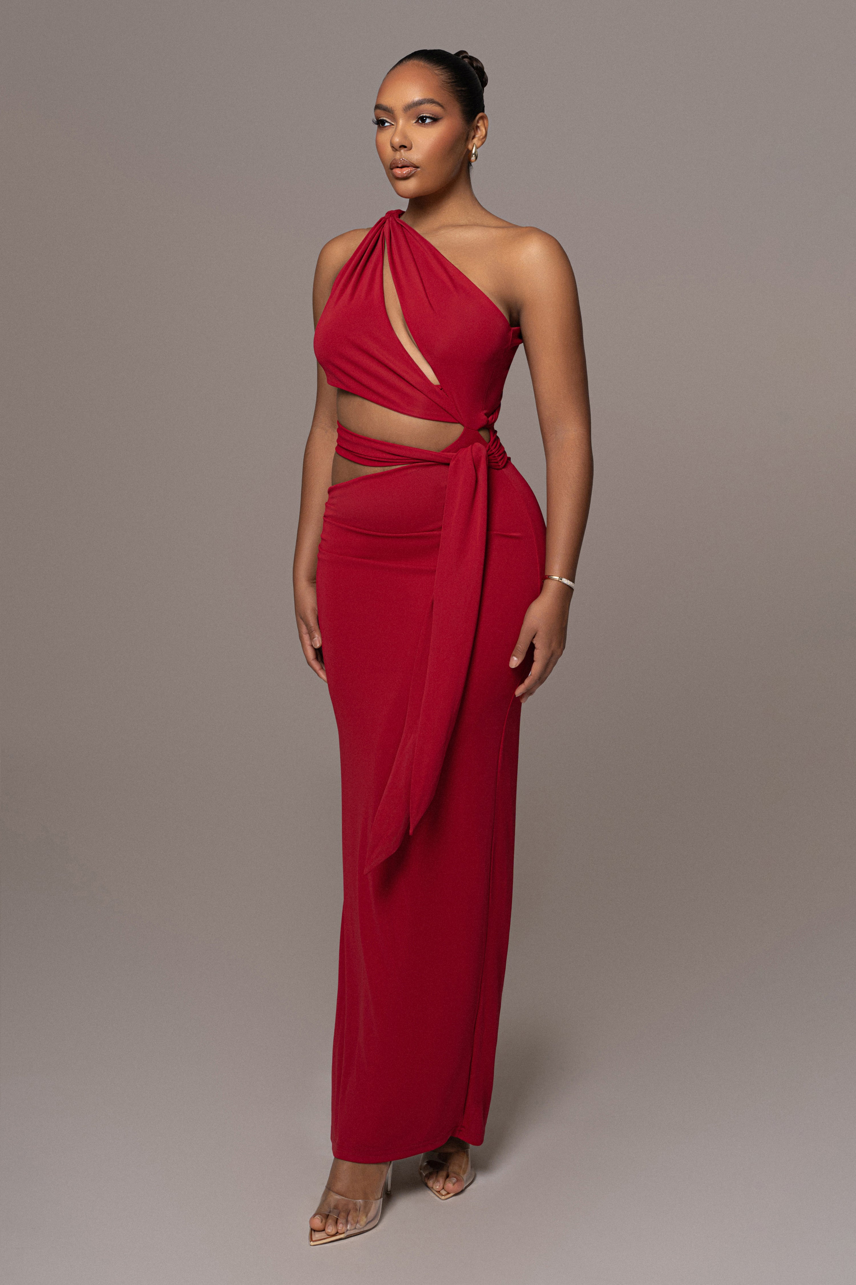 Red Athenia Keyhole Maxi Dress - JLUXLABEL