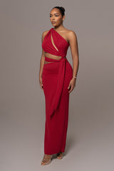 Red Athenia Keyhole Maxi Dress - JLUXLABEL