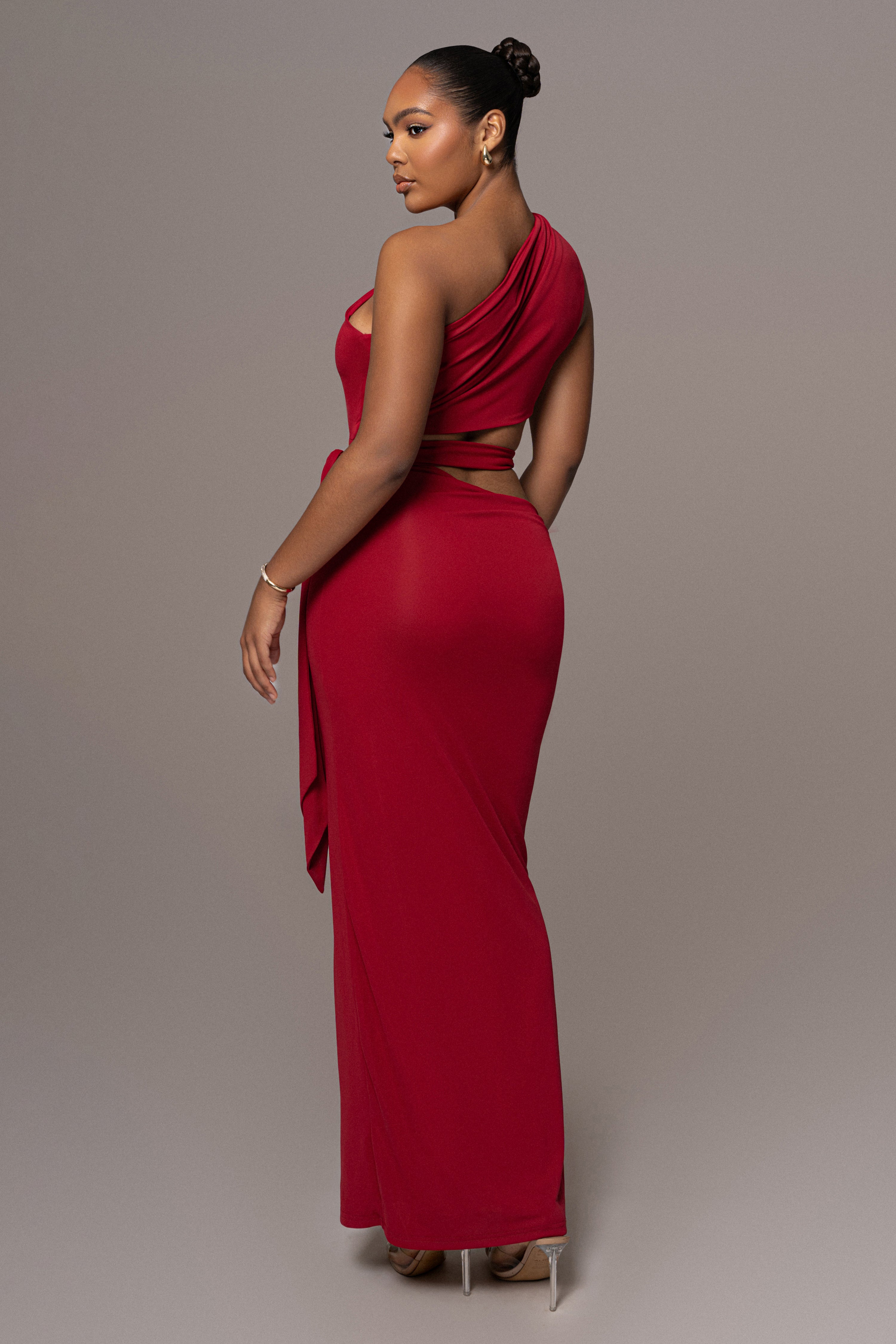 Red Athenia Keyhole Maxi Dress - JLUXLABEL