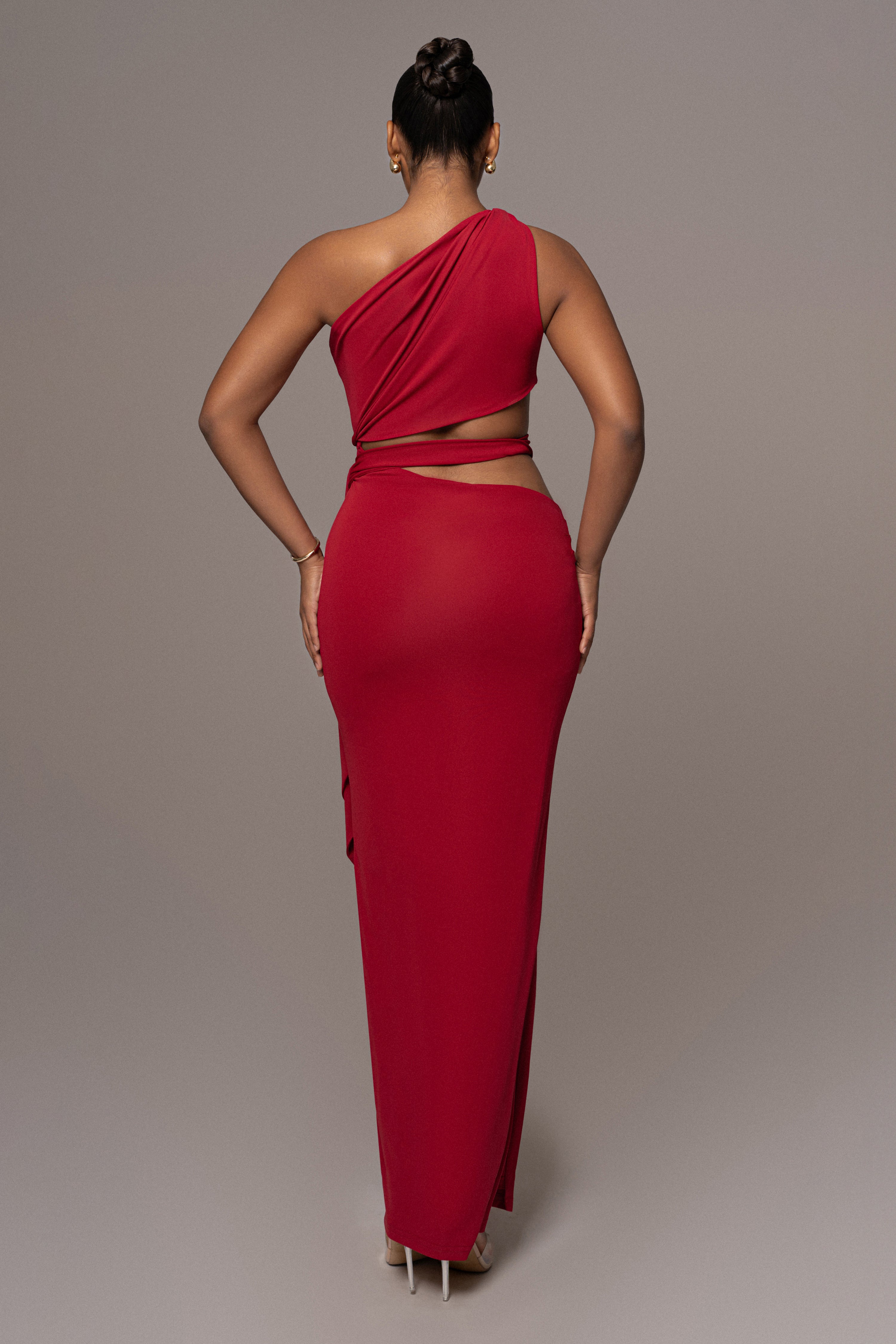 Red Athenia Keyhole Maxi Dress - JLUXLABEL