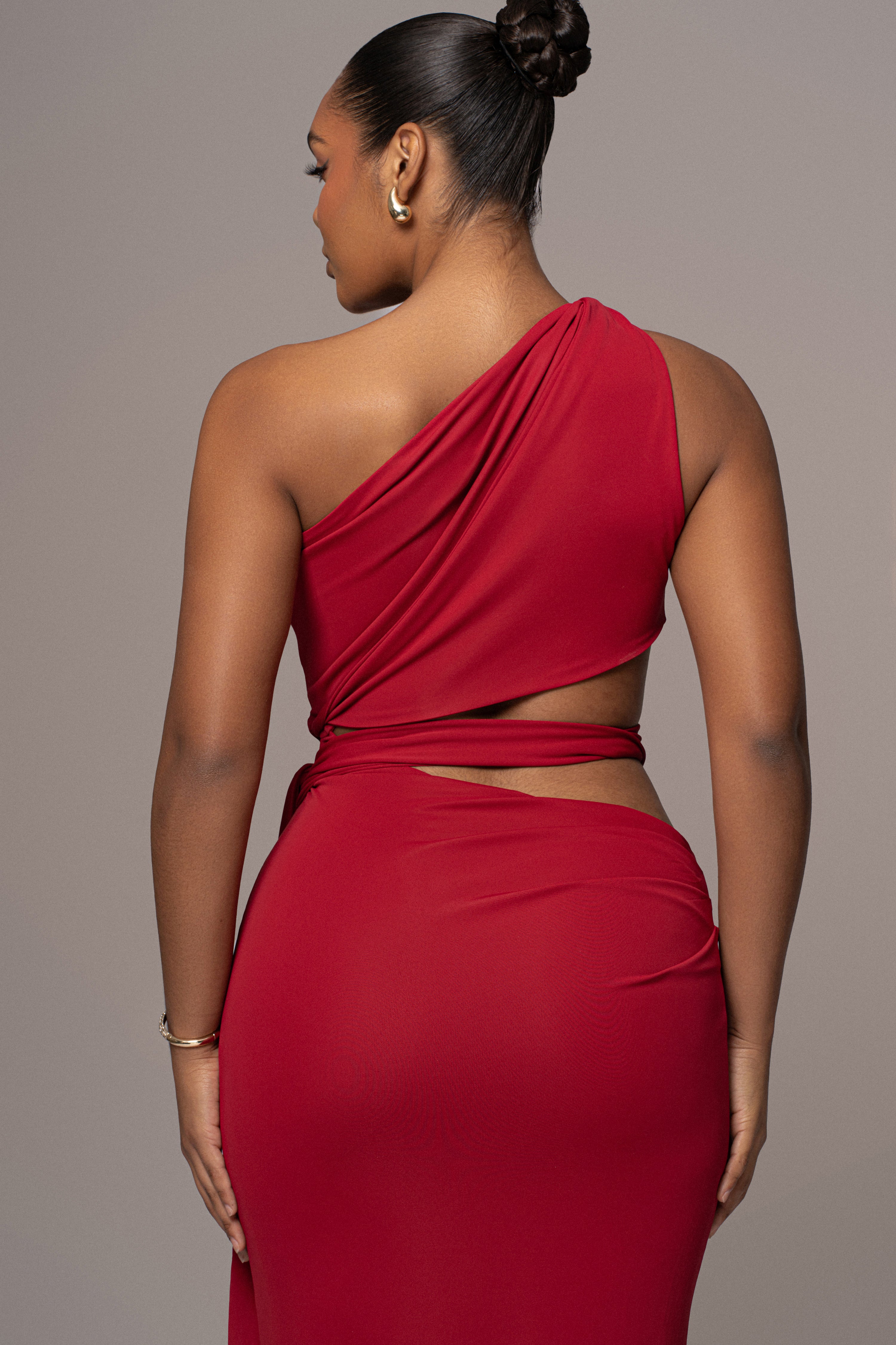 Red Athenia Keyhole Maxi Dress - JLUXLABEL