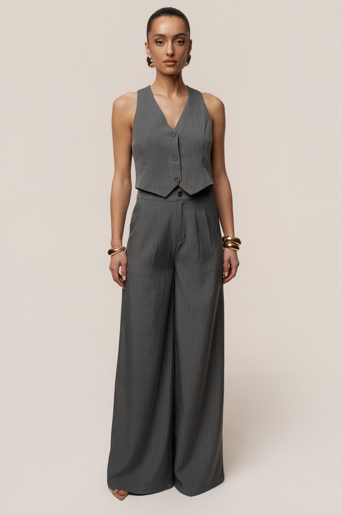 grey striped dress pants Jluxlabel Women's Relaxed Pinstripe Pant Set Train length:Semi-cathedral train Pastel Rainbow Fairy Tutu these striped trousers will cm_morning