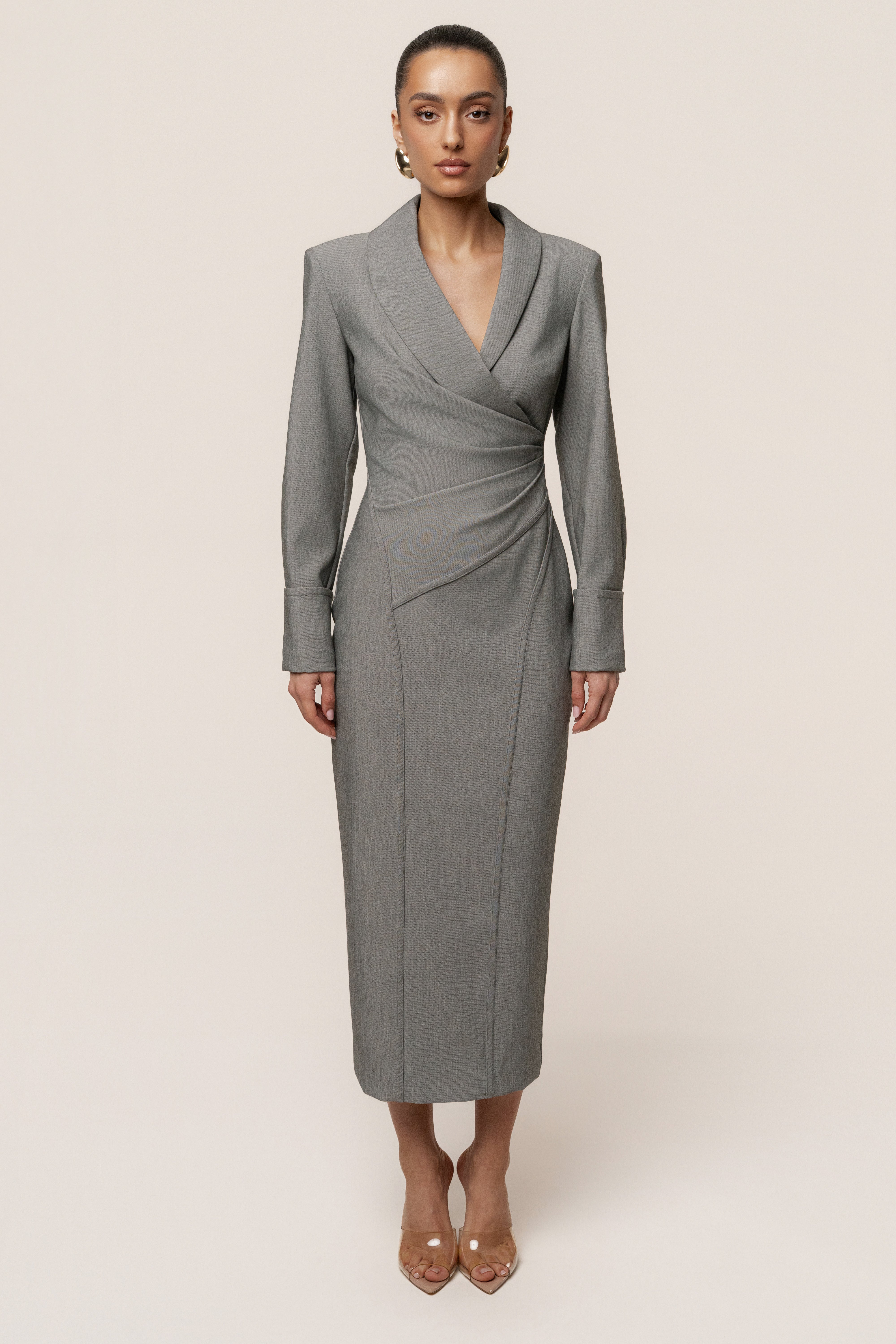 Grey Manifest Blazer Midi Dress - JLUXLABEL