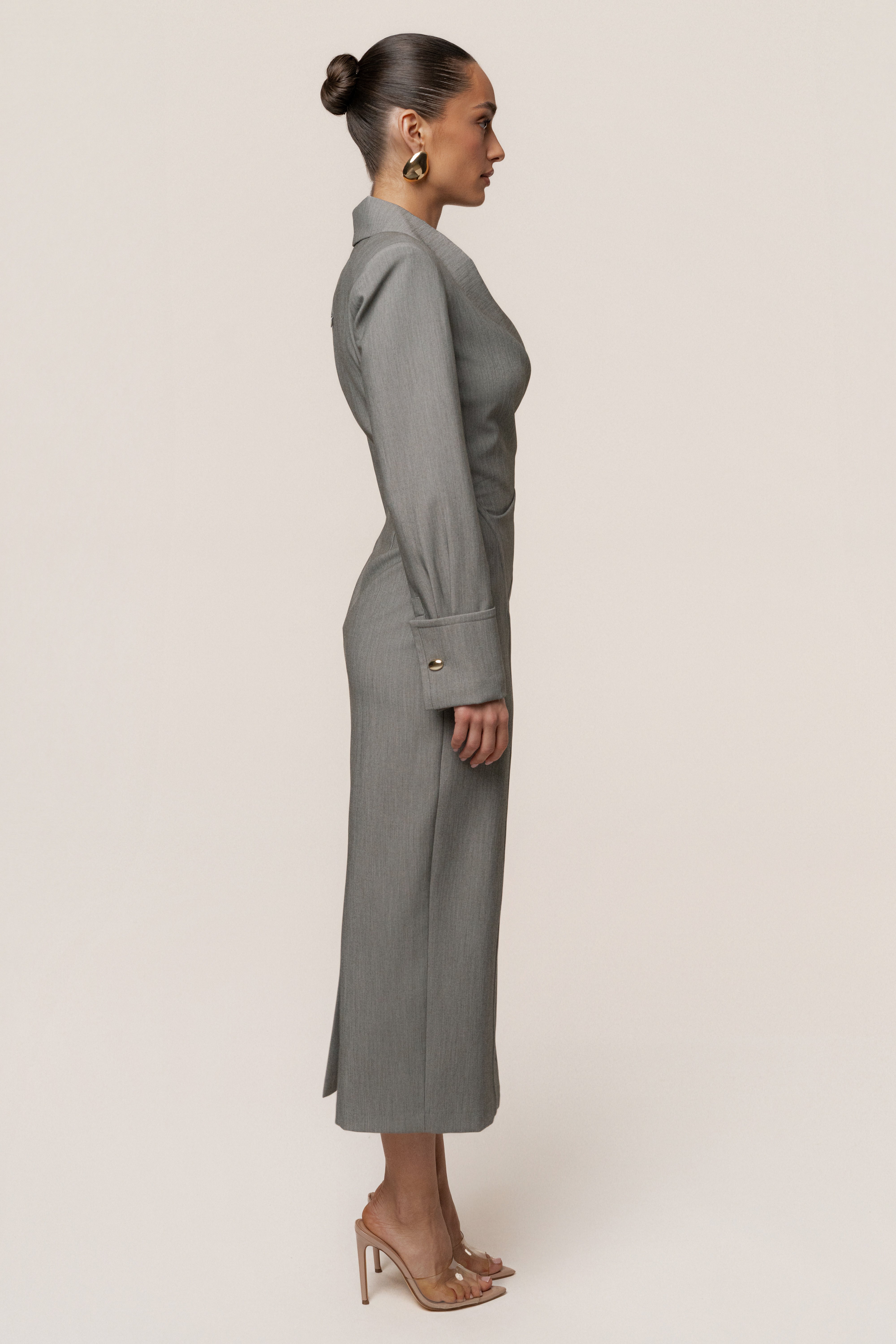 Grey Manifest Blazer Midi Dress - JLUXLABEL