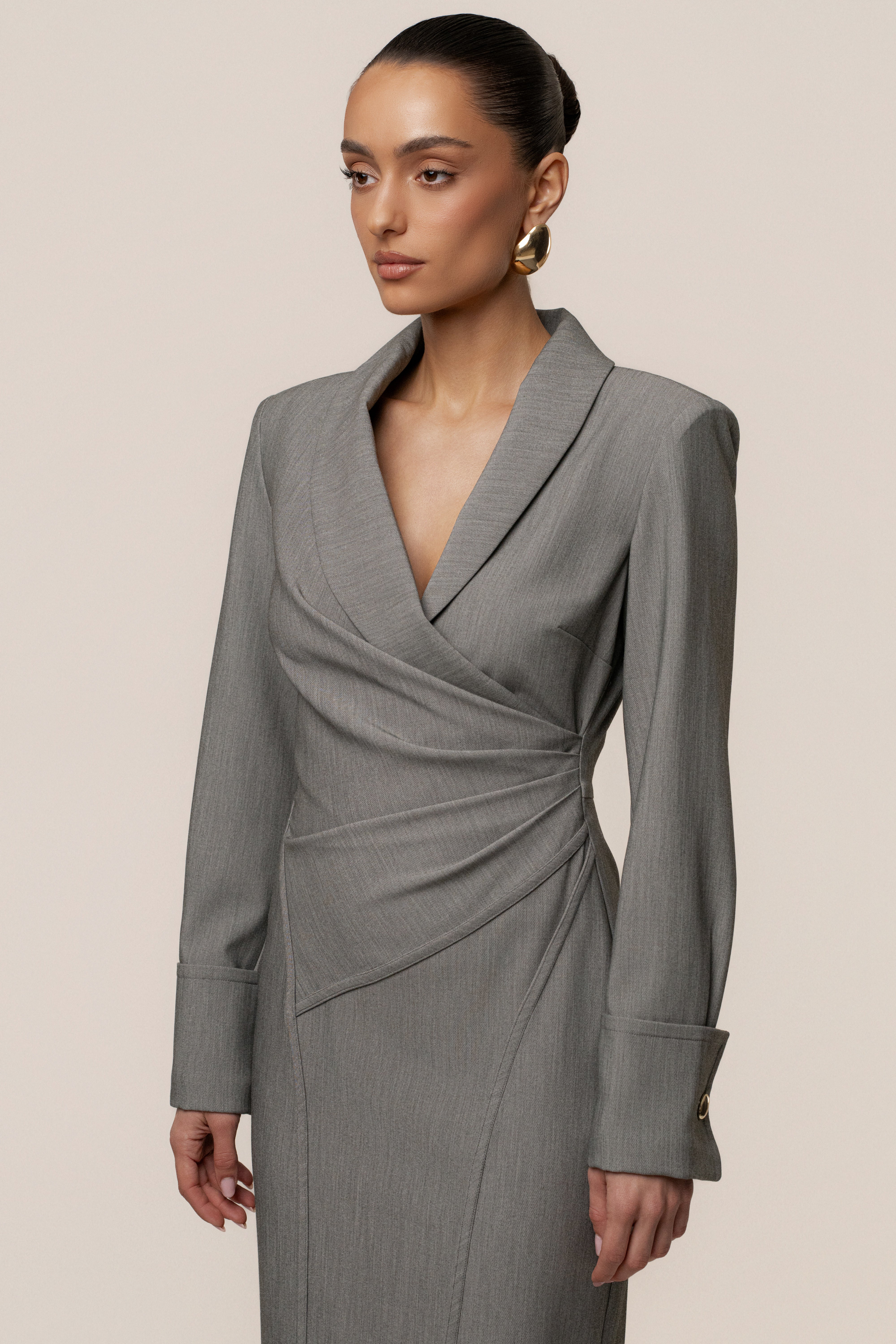 Grey Manifest Blazer Midi Dress - JLUXLABEL