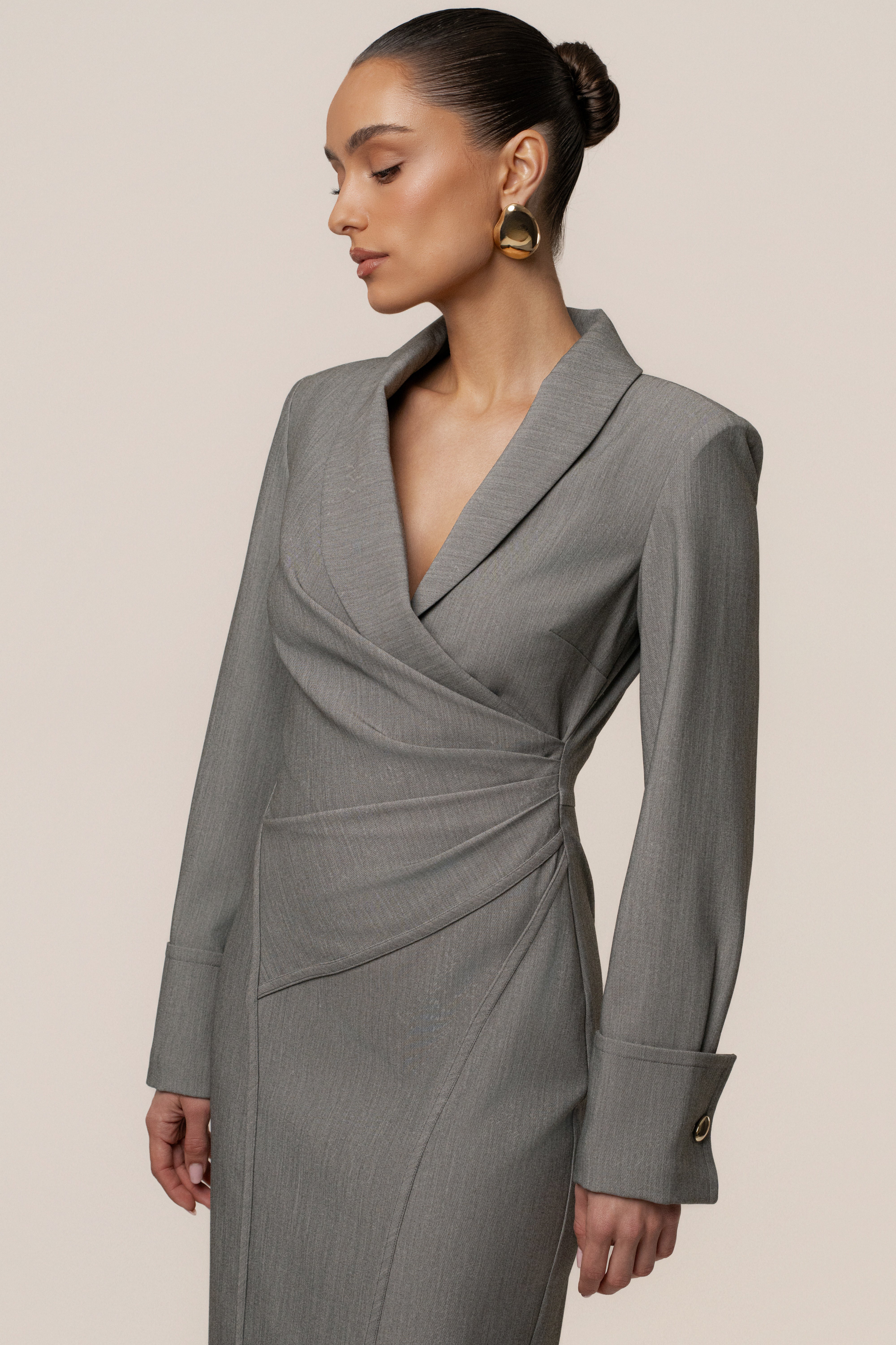 Grey Manifest Blazer Midi Dress - JLUXLABEL