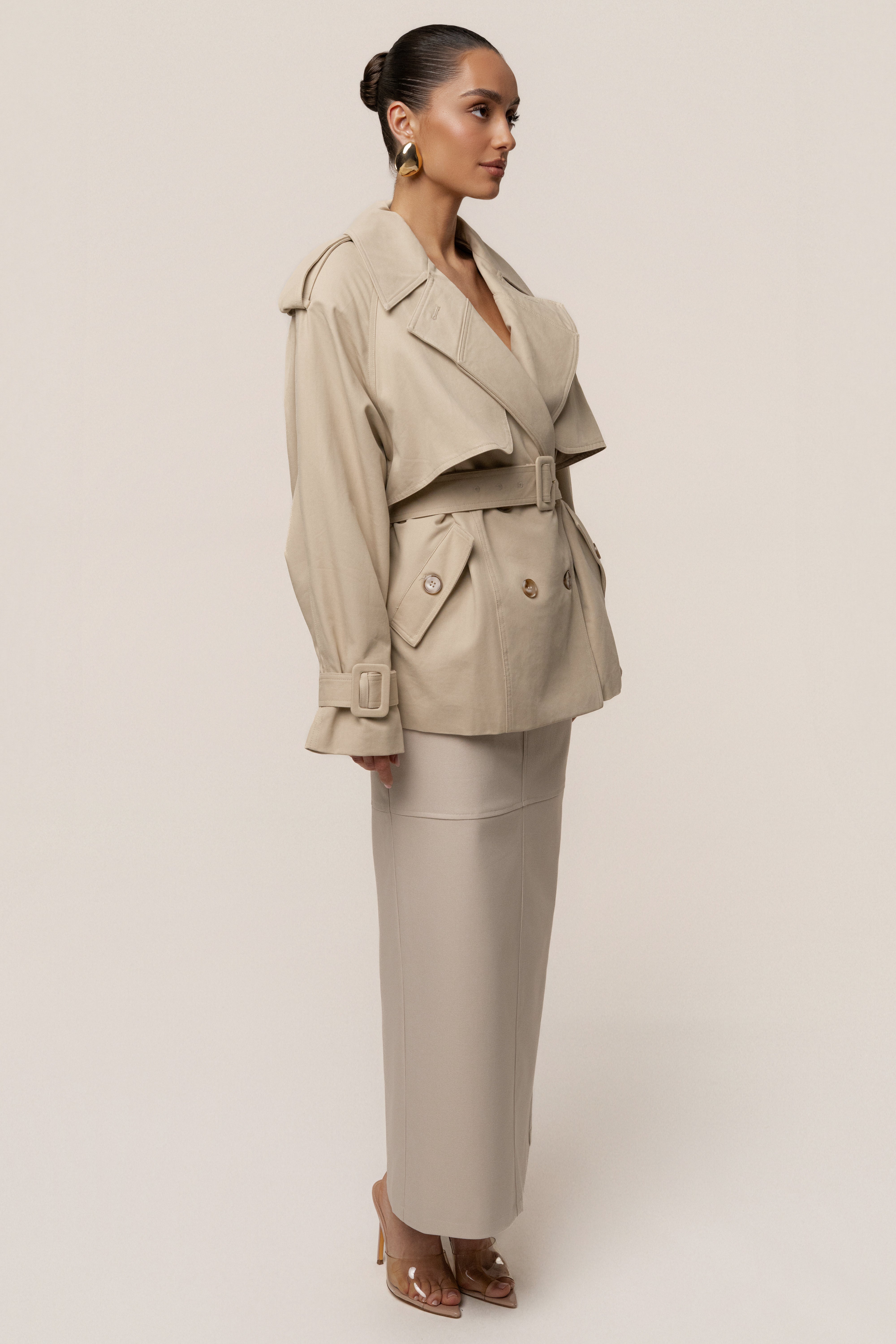Khaki Classic Oversized Trench - JLUXLABEL