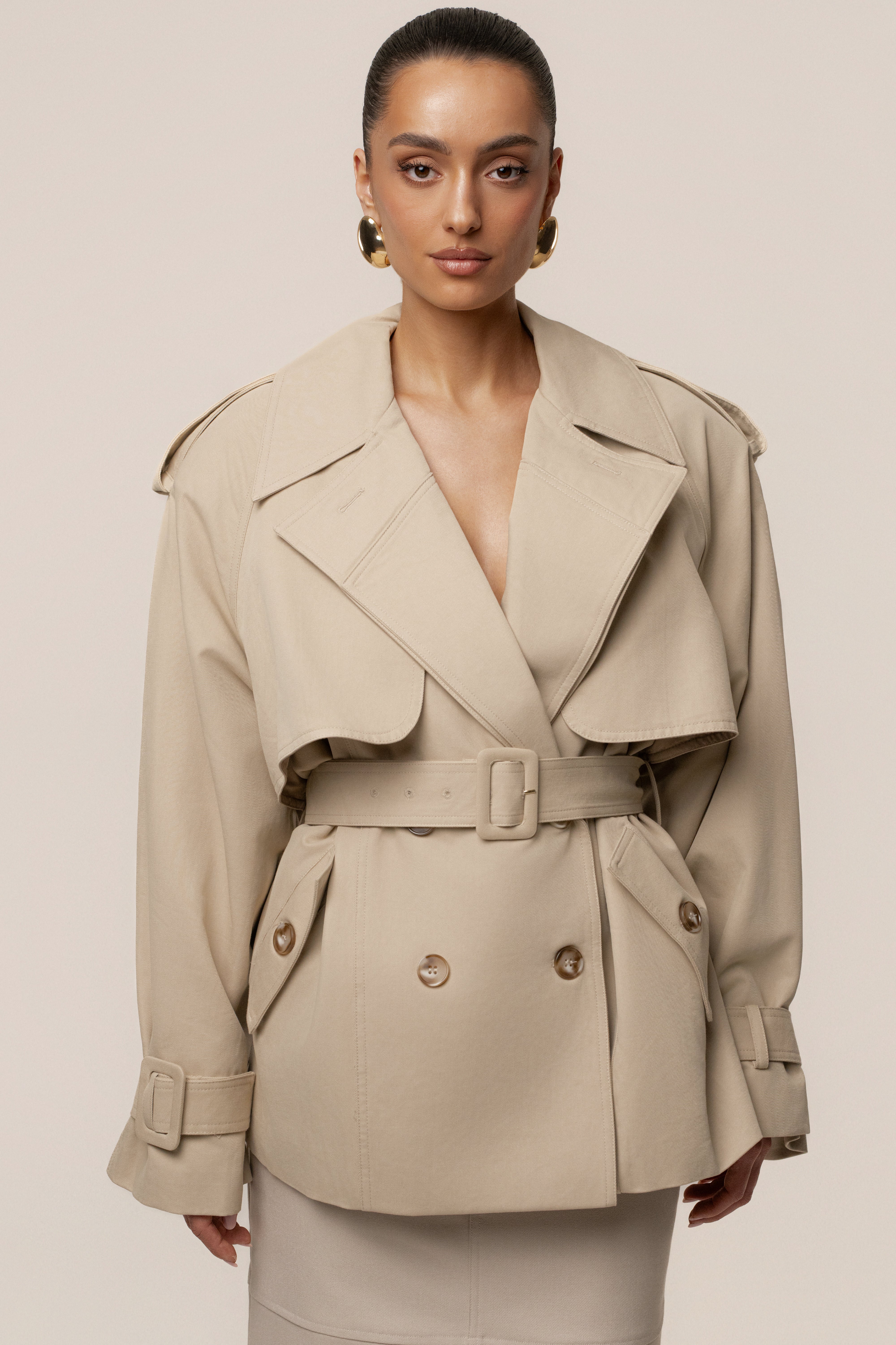 Khaki Classic Oversized Trench - JLUXLABEL