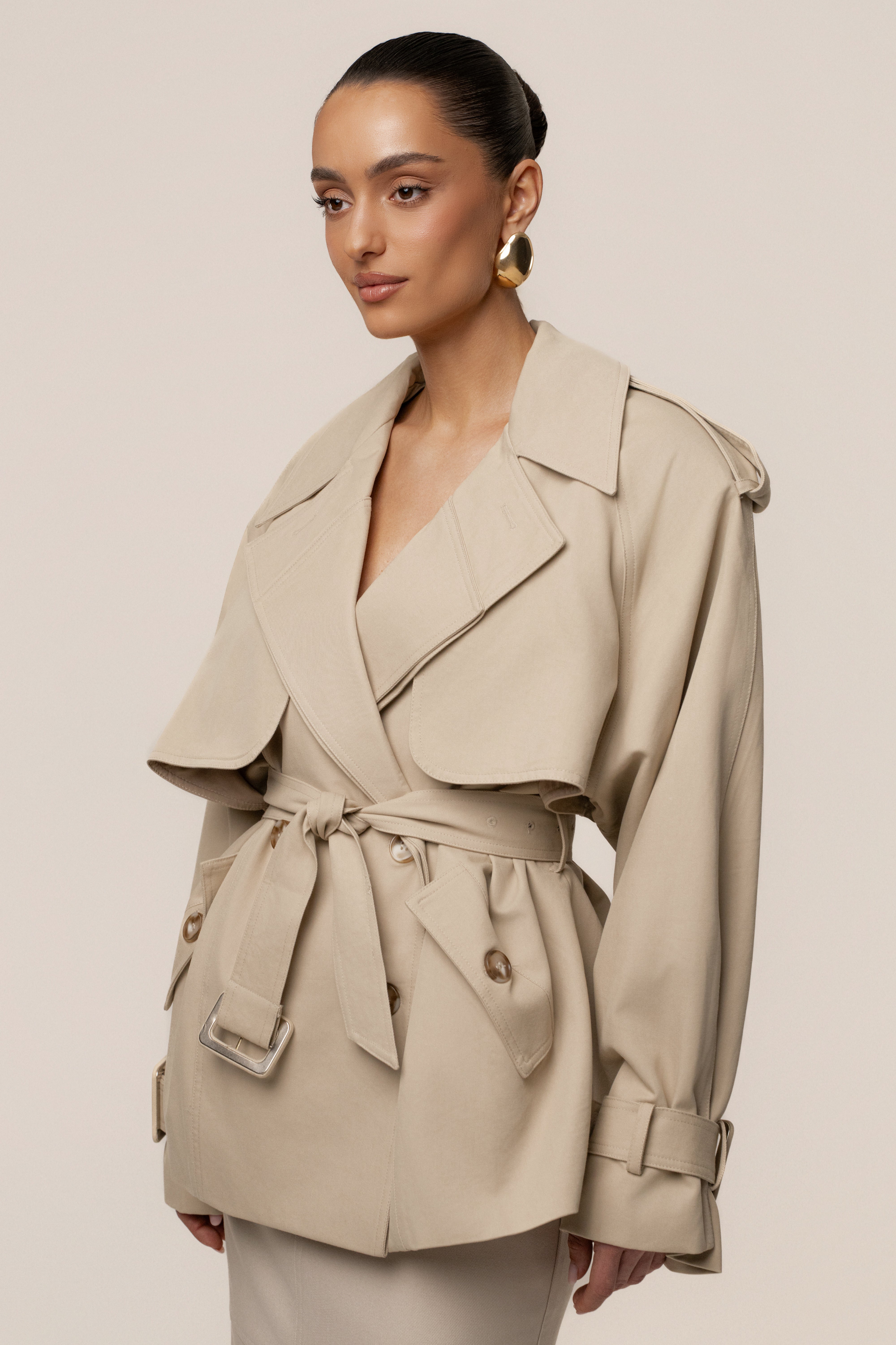 Khaki Classic Oversized Trench - JLUXLABEL