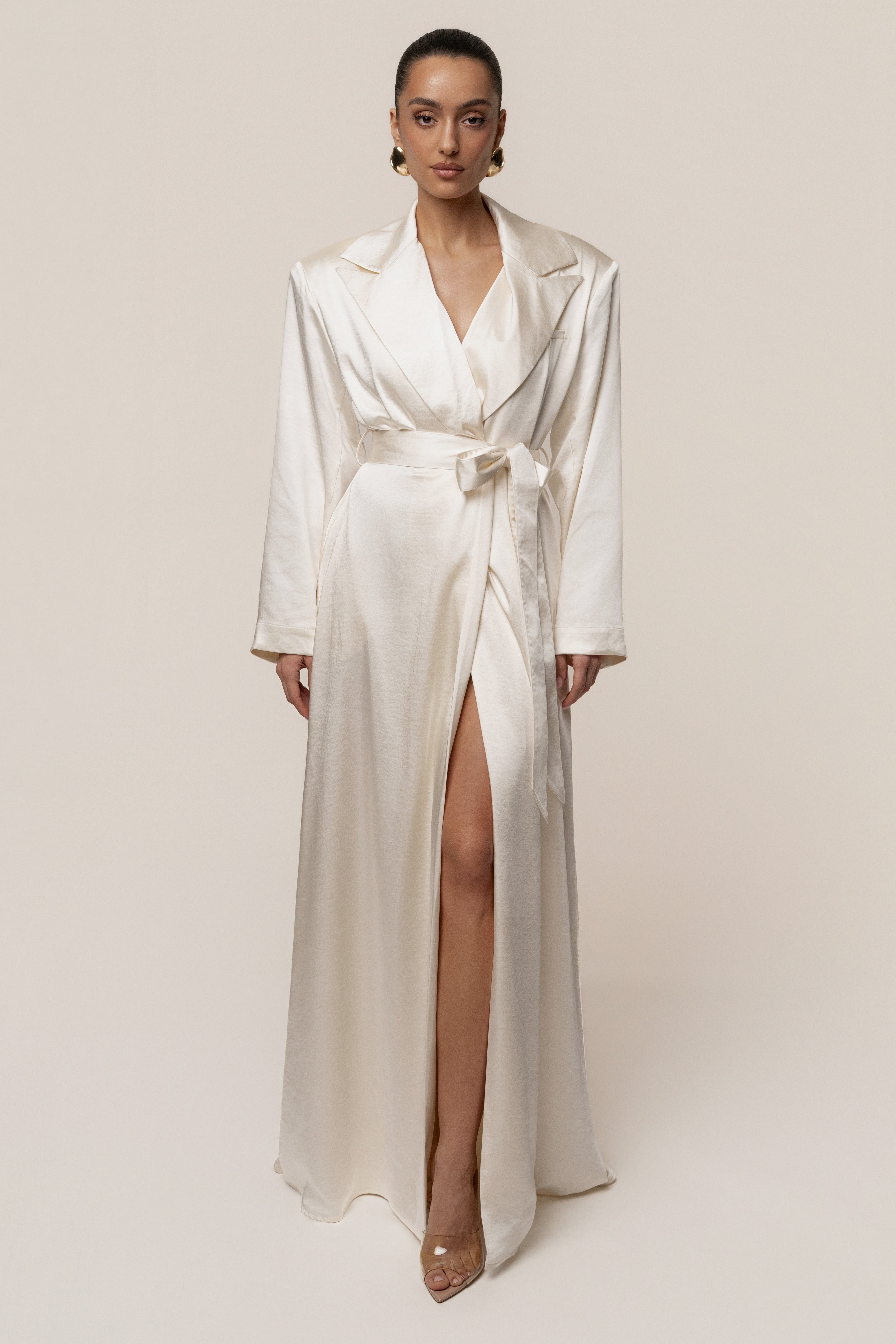 Ivory Satin Embrace Maxi Dress - JLUXLABEL