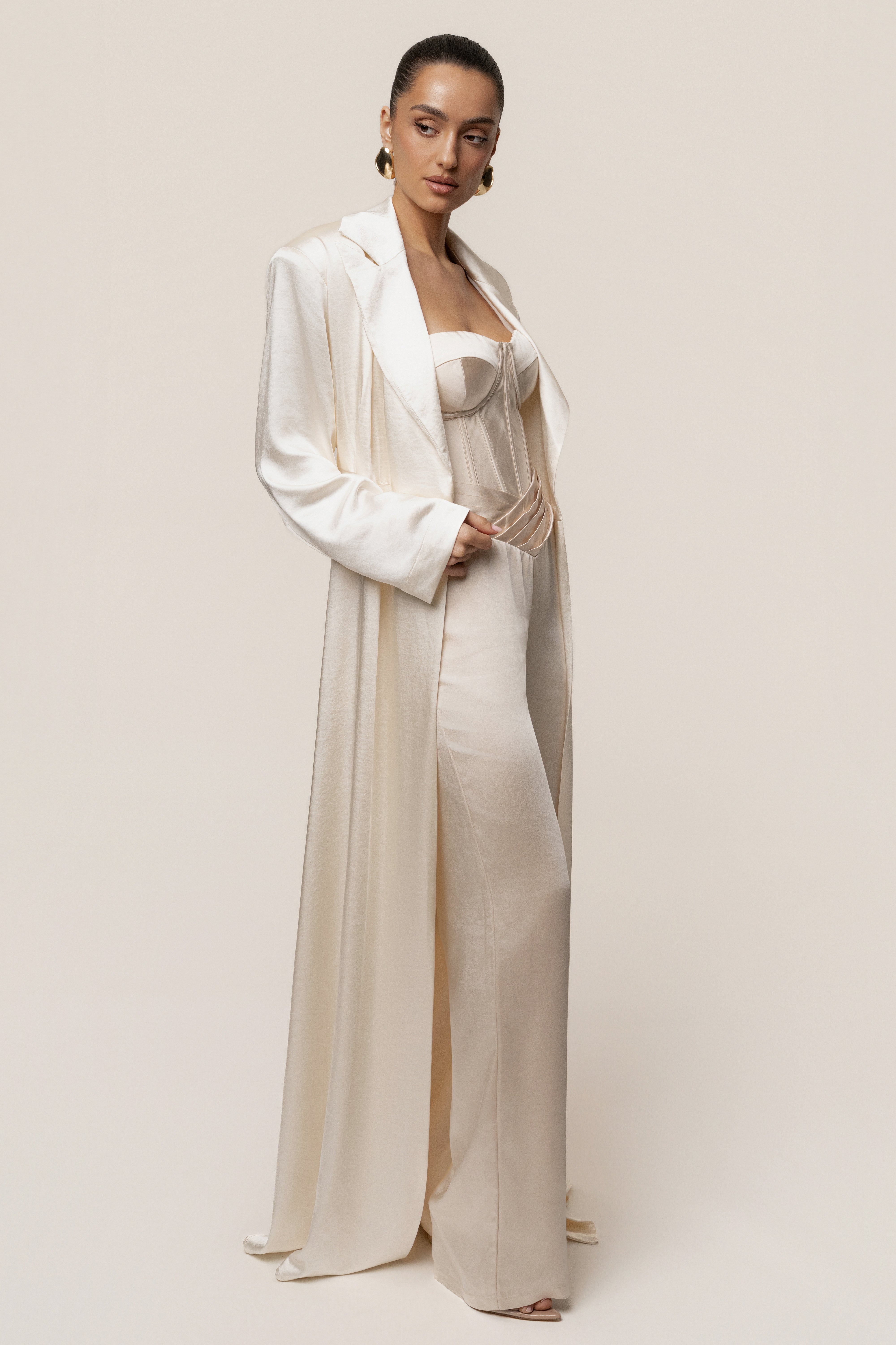 Ivory Satin Embrace Maxi Dress