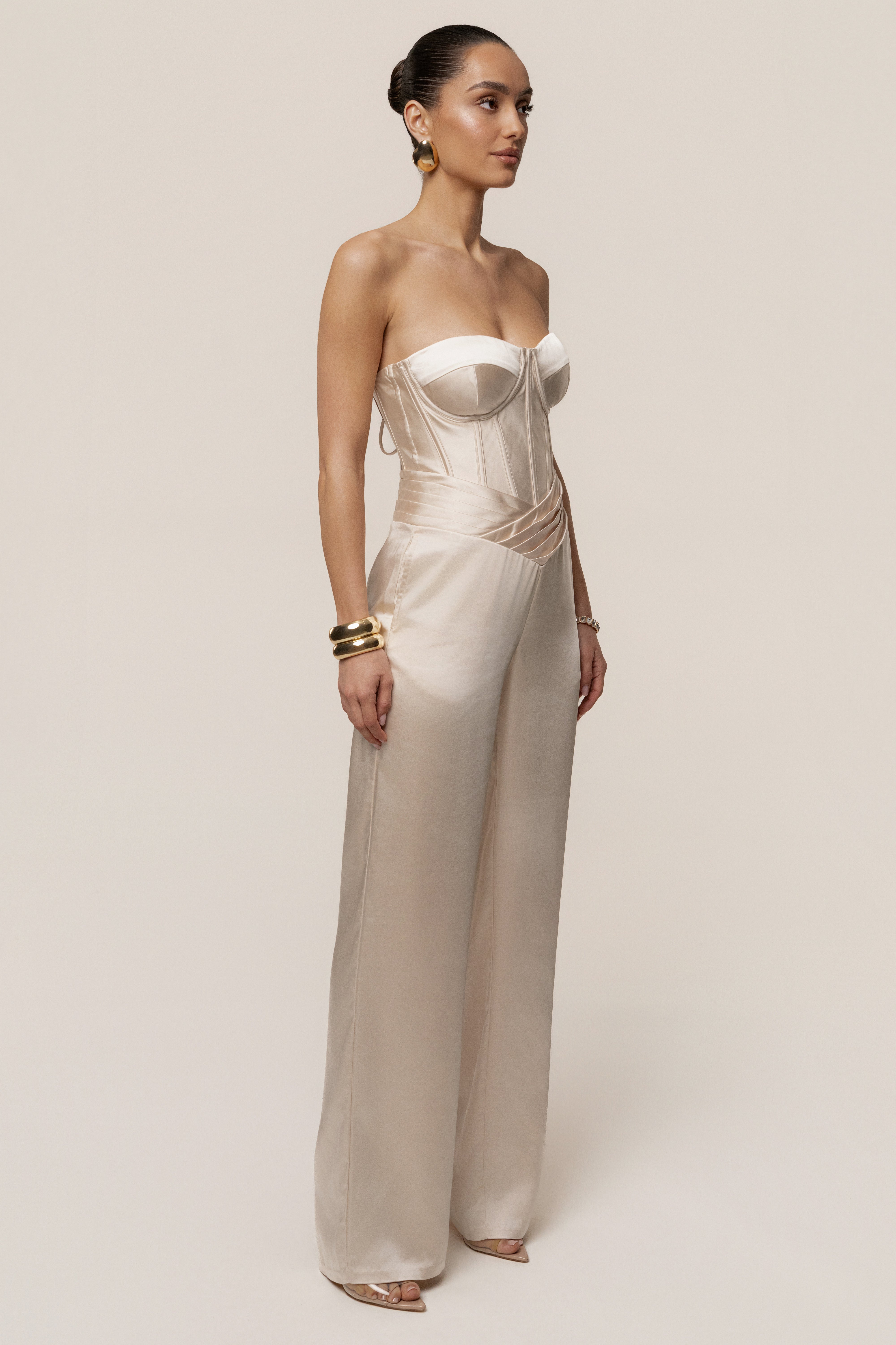 Champagne Adore Me Satin Corset - JLUXLABEL