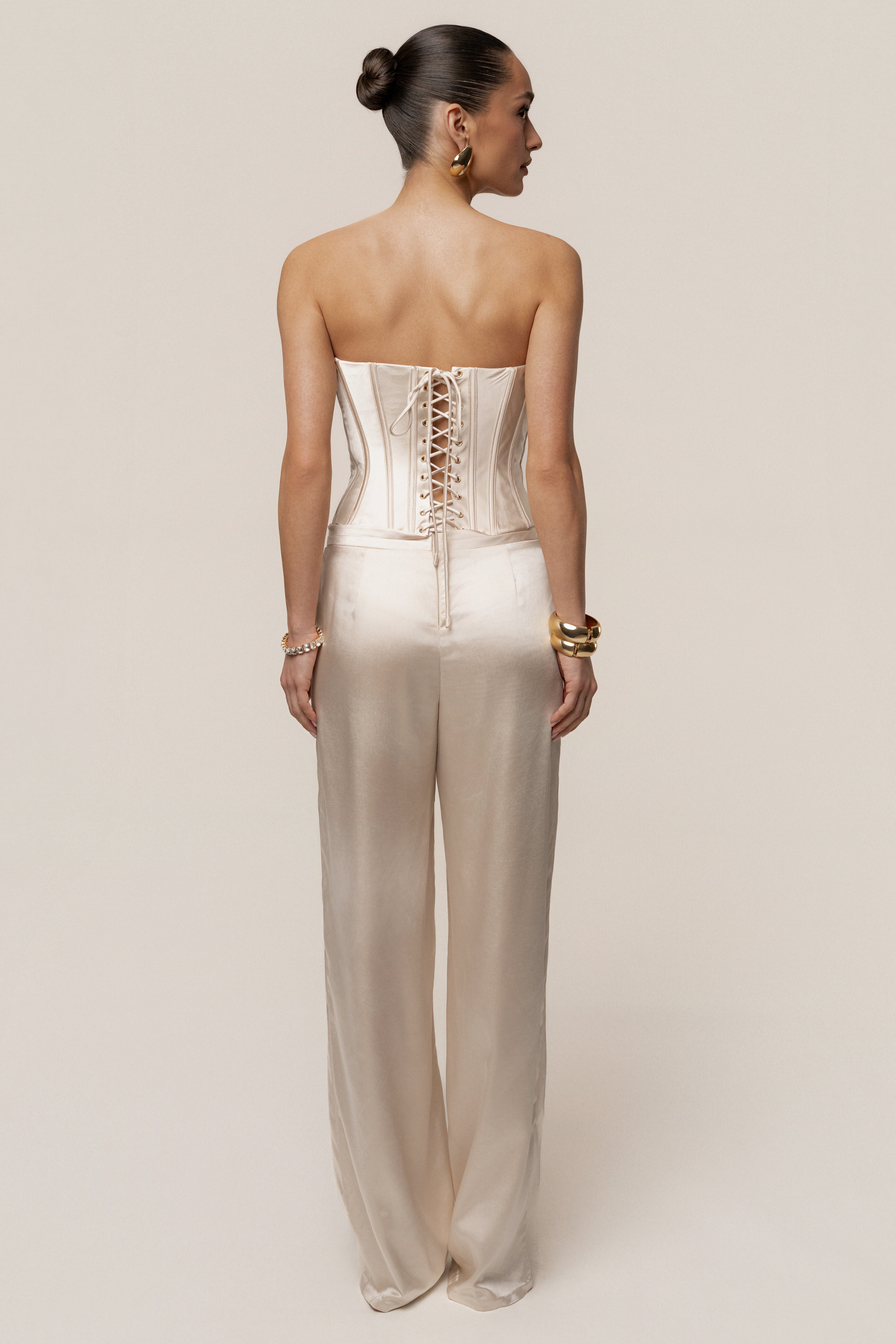 Champagne Adore Me Satin Corset - JLUXLABEL