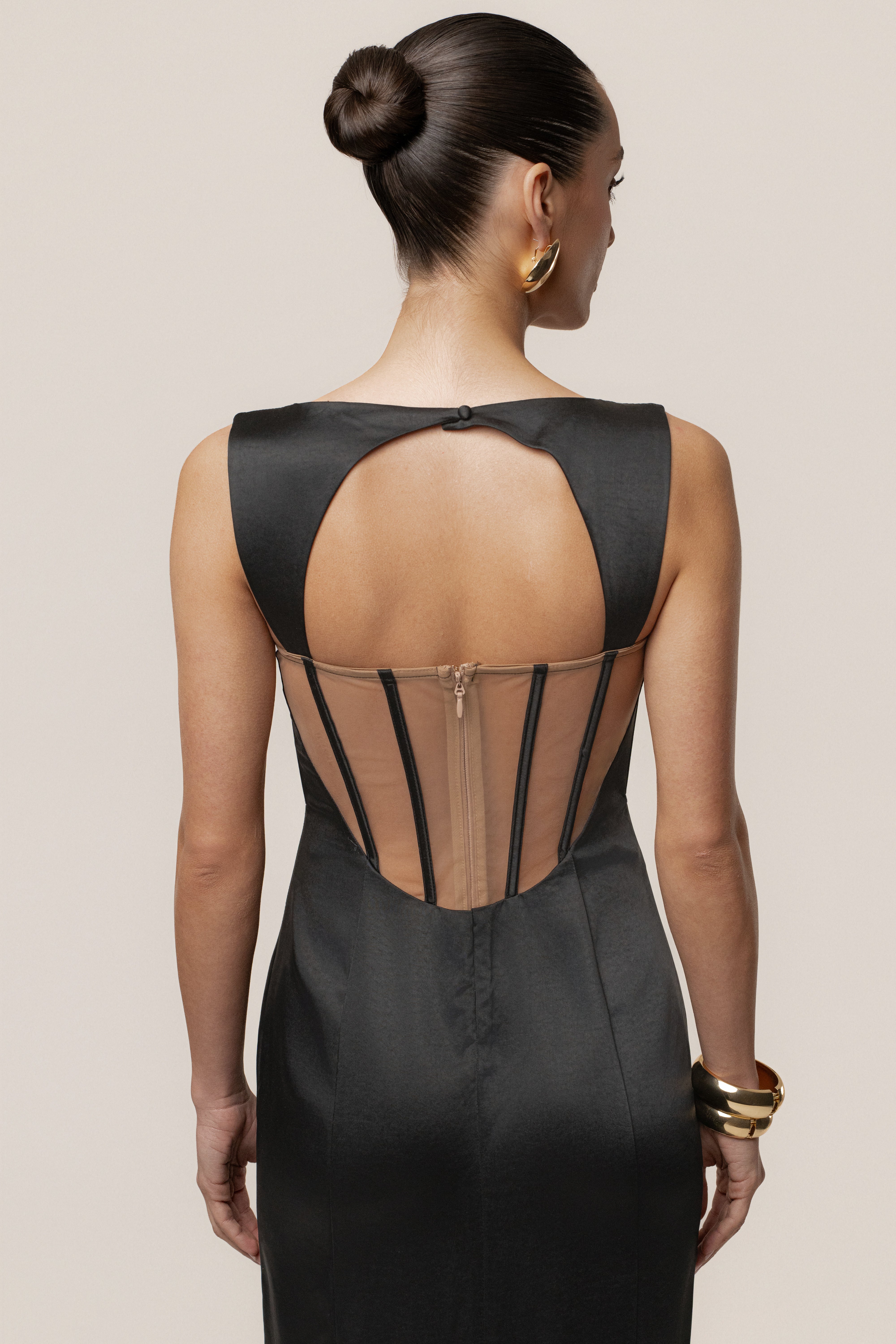 Black Amour Satin Maxi Dress - JLUXLABEL