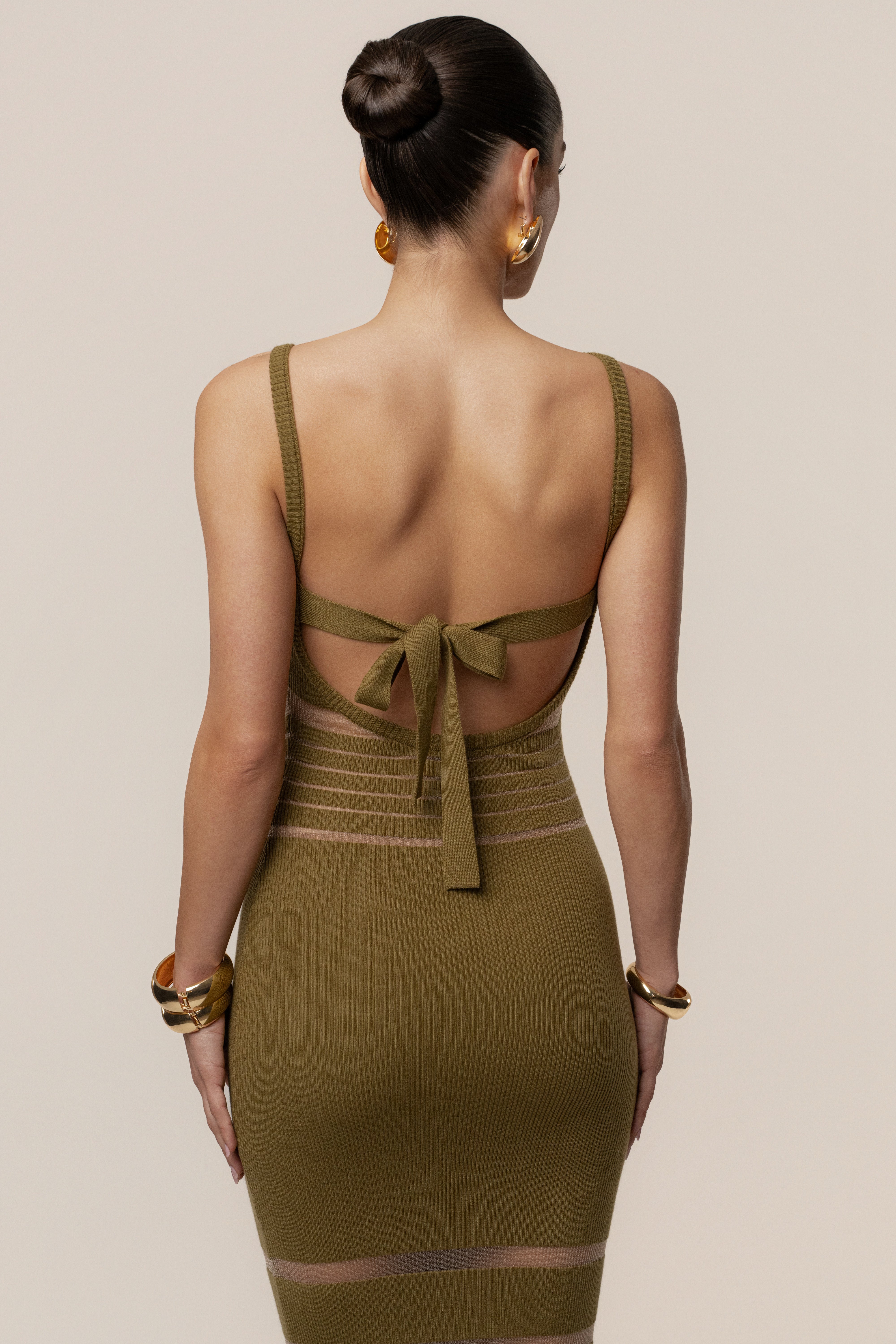 Moss Striped Rib Knit Dress - JLUXLABEL