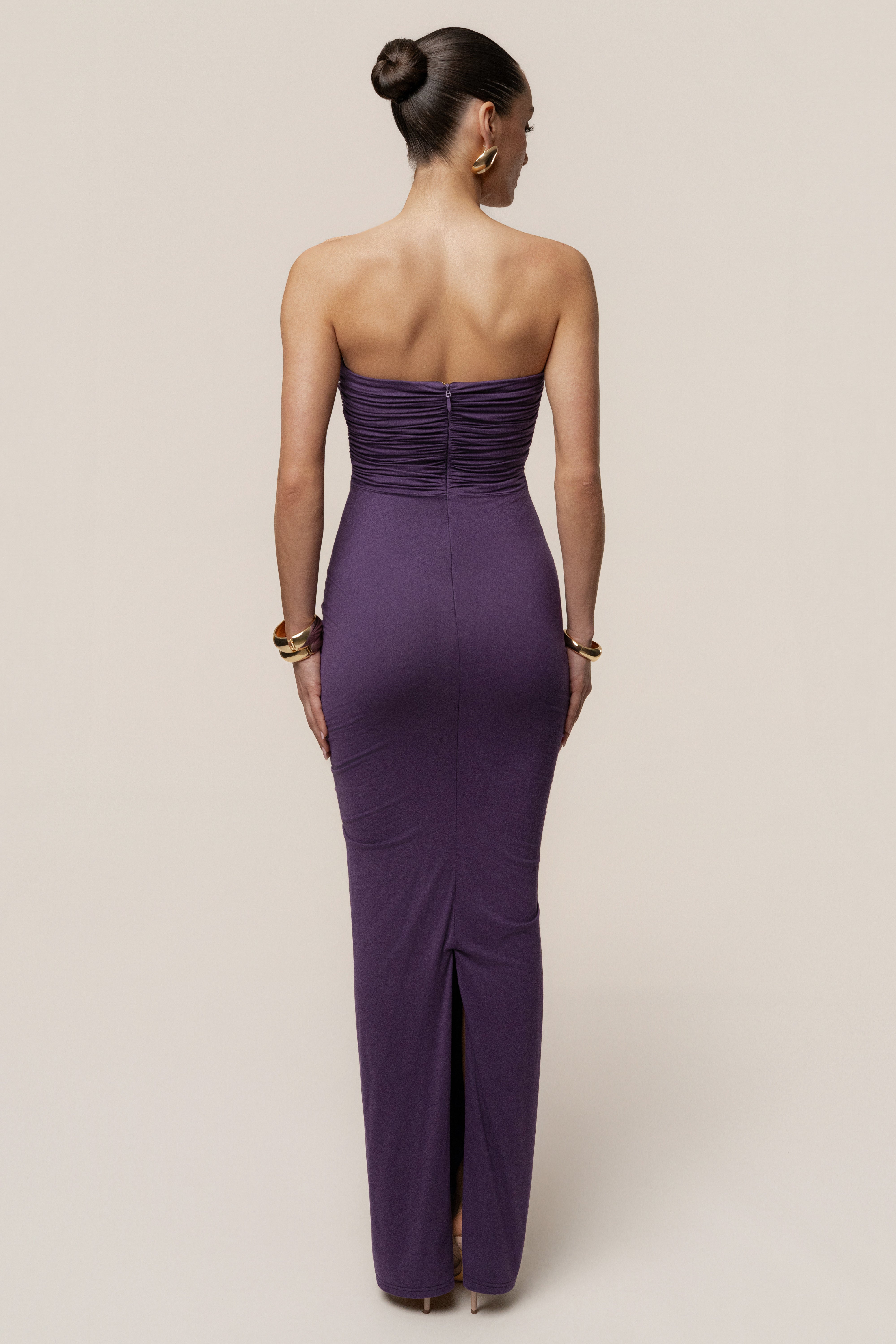 Purple Atlantis Drape Maxi Dress - JLUXLABEL