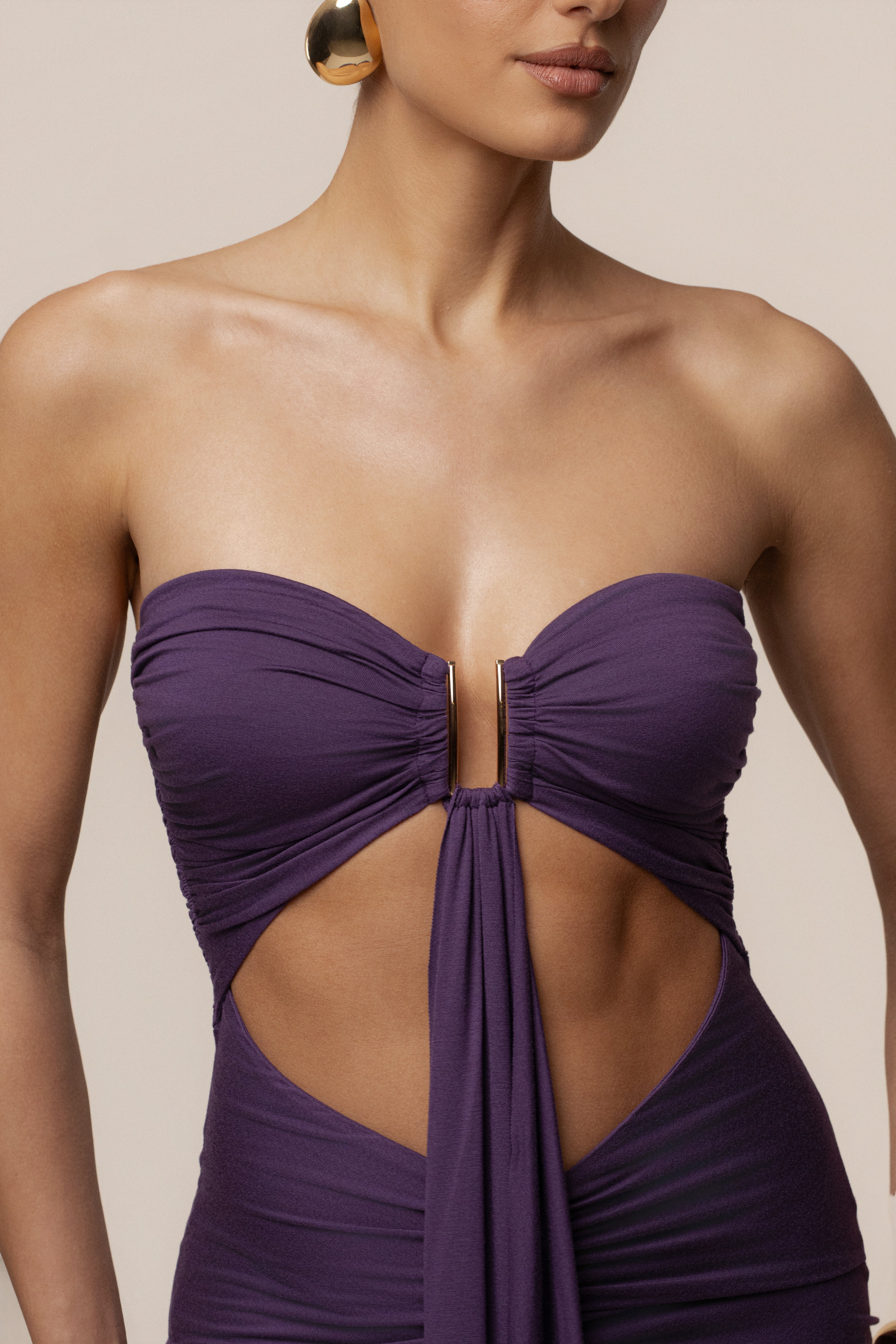 Purple Atlantis Drape Maxi Dress - JLUXLABEL