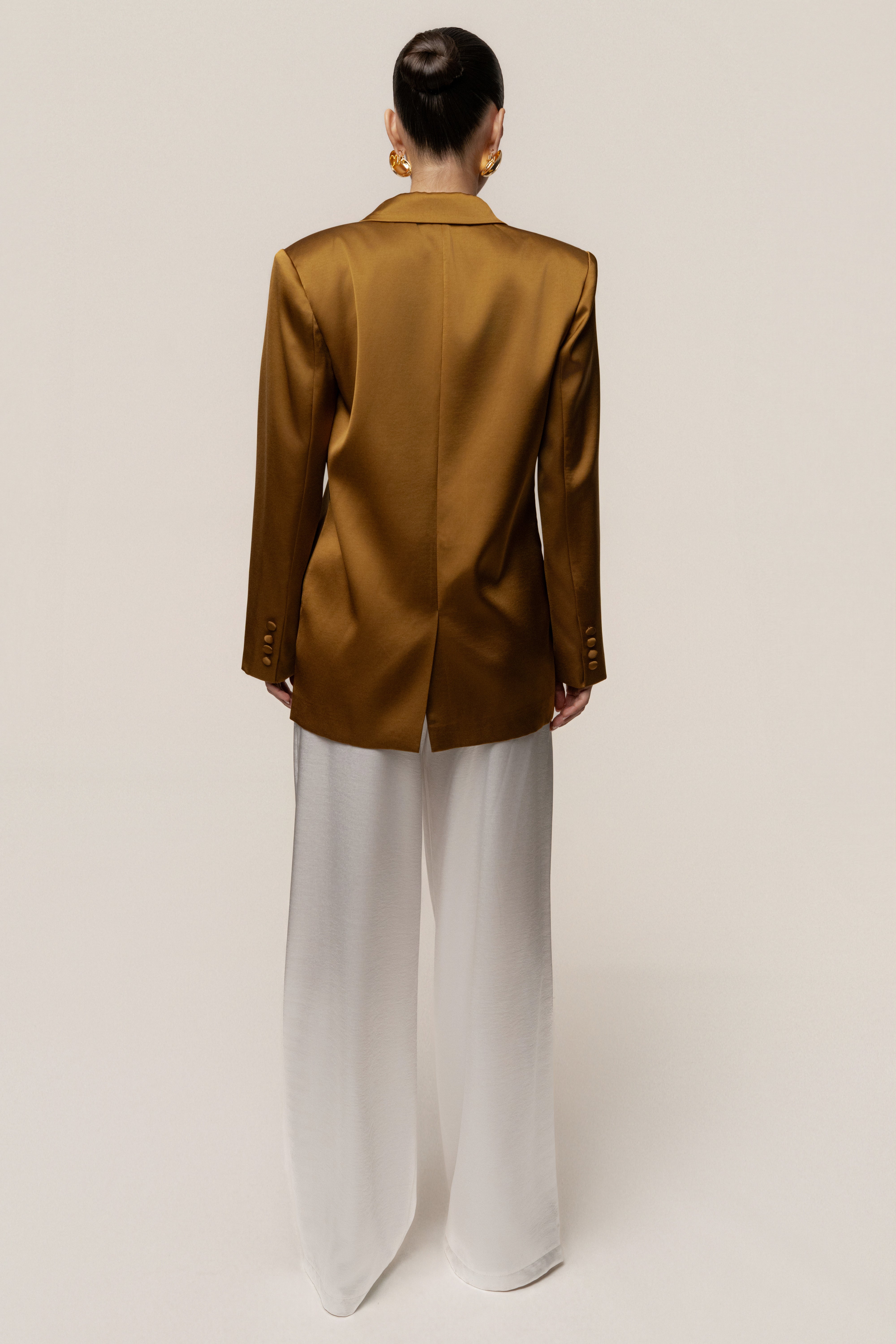Bronze Lara Oversize Satin Blazer - JLUXLABEL