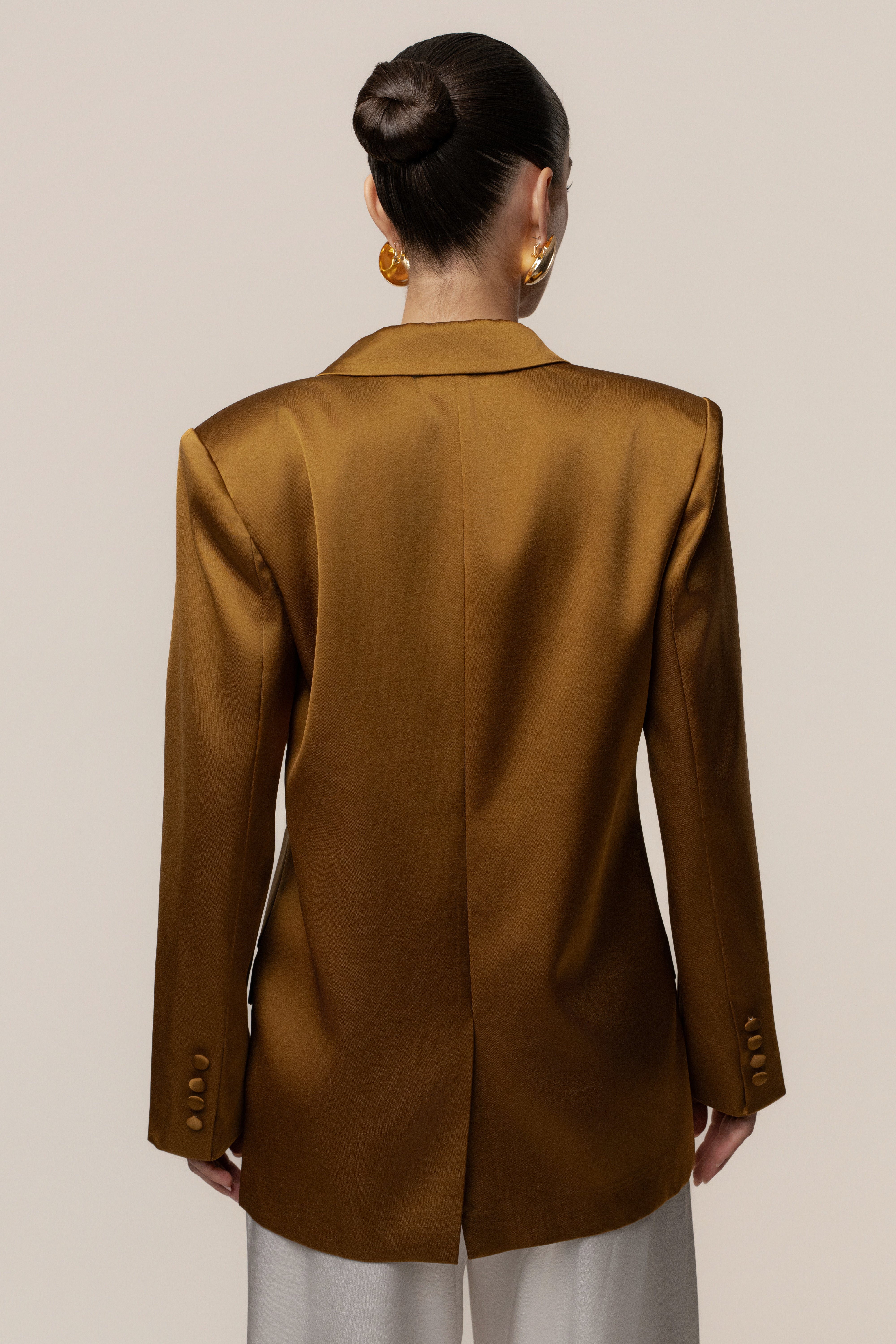 Bronze Lara Oversize Satin Blazer - JLUXLABEL