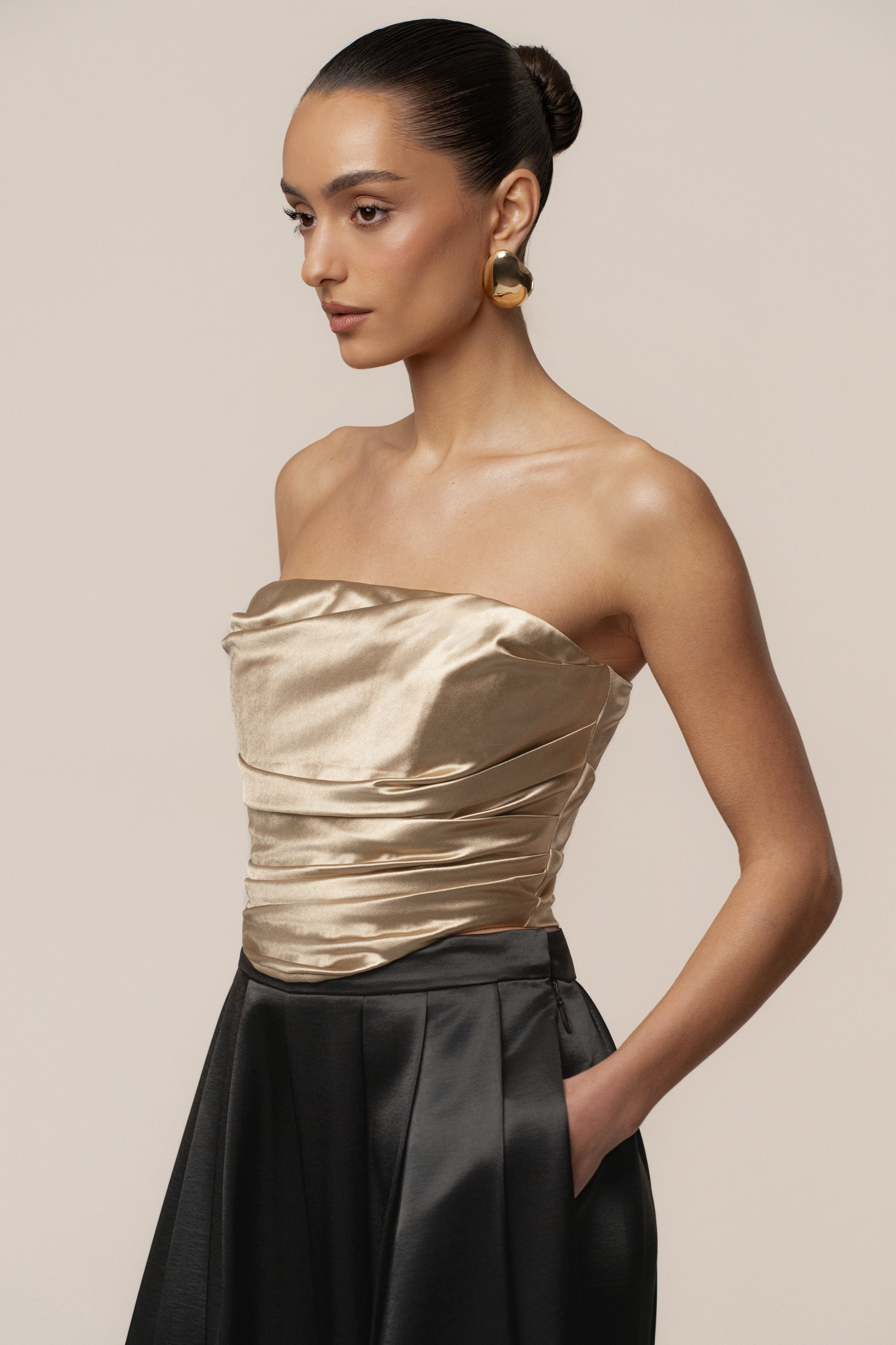 Gold Sparkling Hour Satin Corset - JLUXLABEL