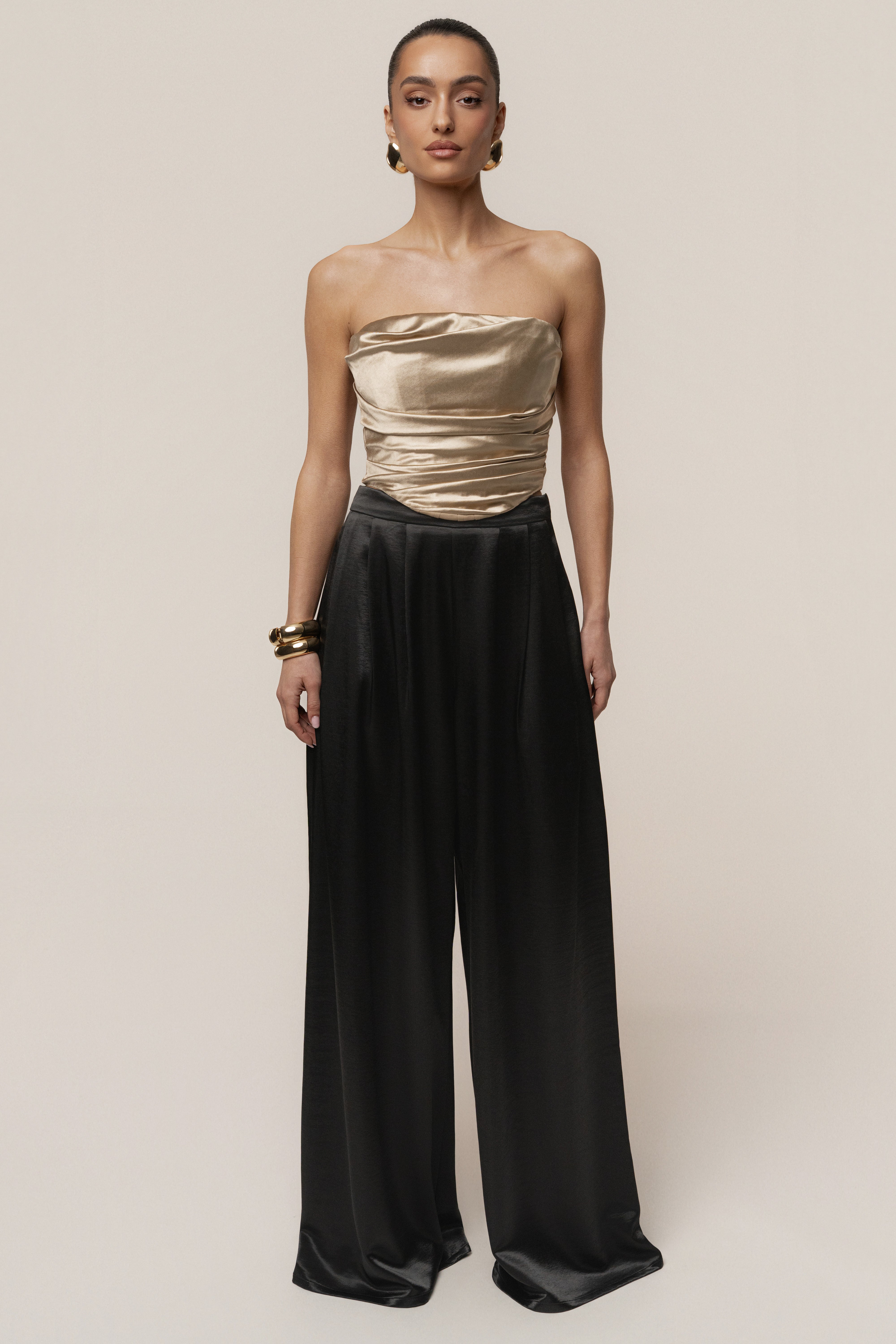 Gold Sparkling Hour Satin Corset - JLUXLABEL