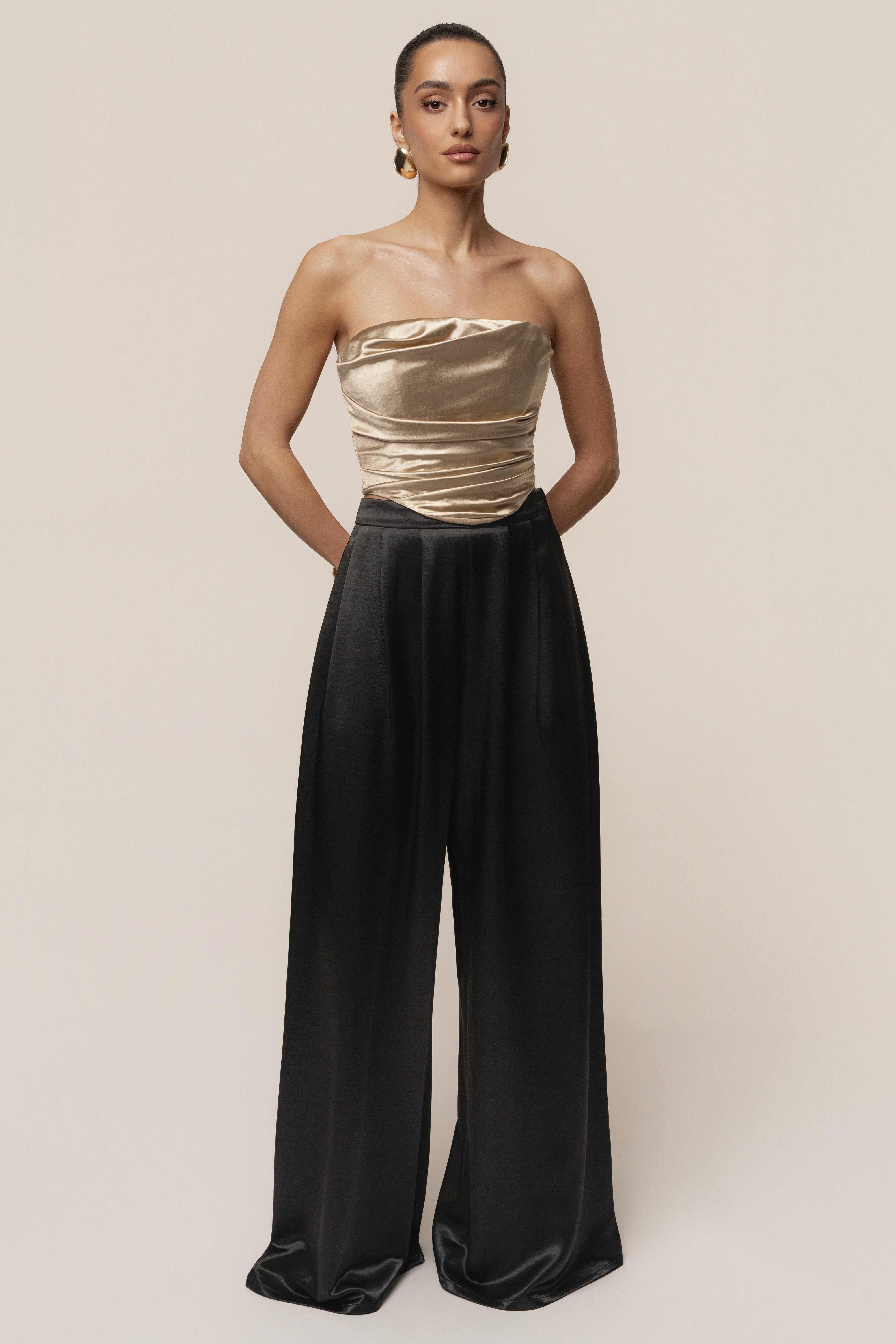 Gold Sparkling Hour Satin Corset - JLUXLABEL