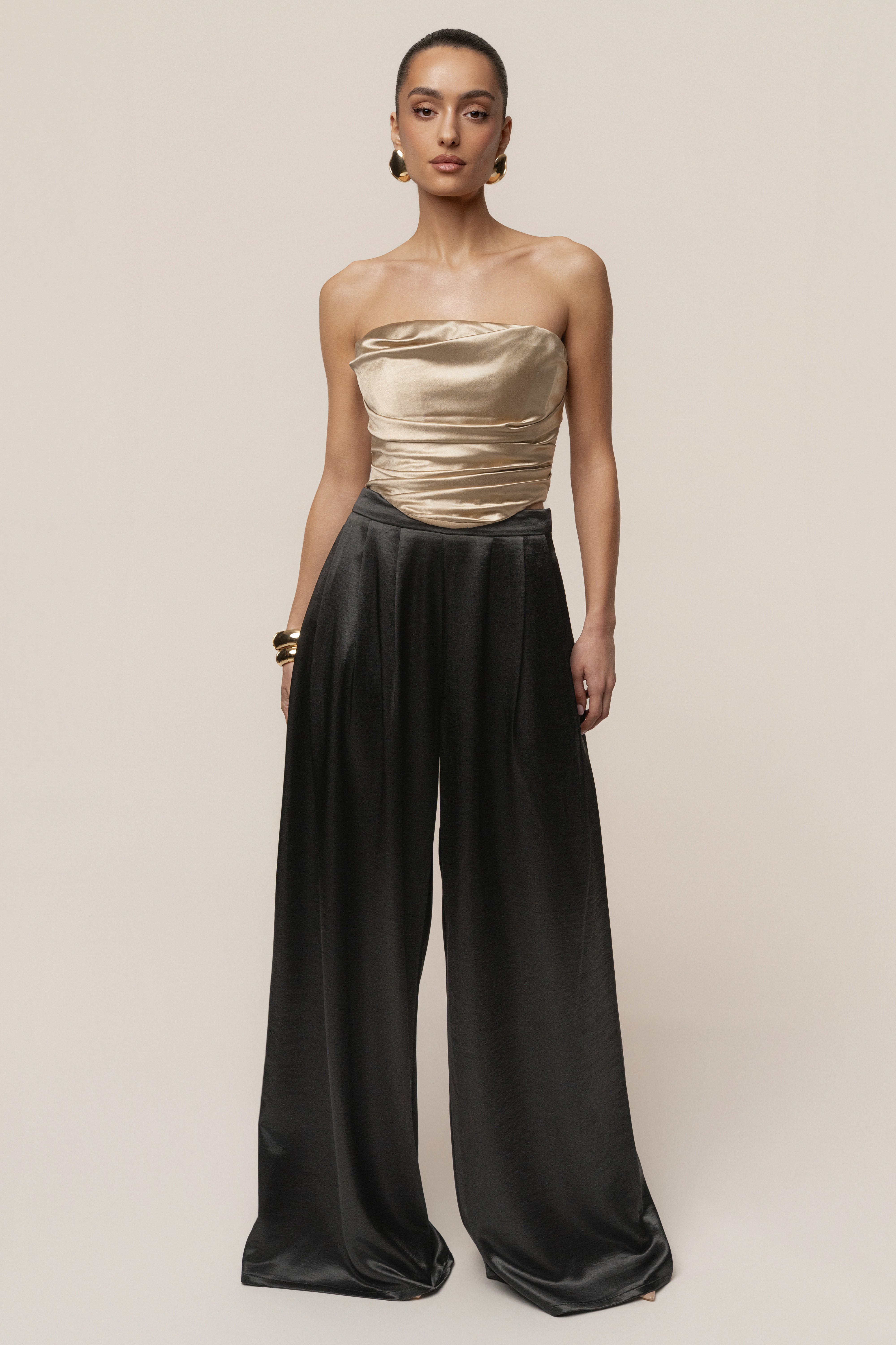 Gold Sparkling Hour Satin Corset - JLUXLABEL