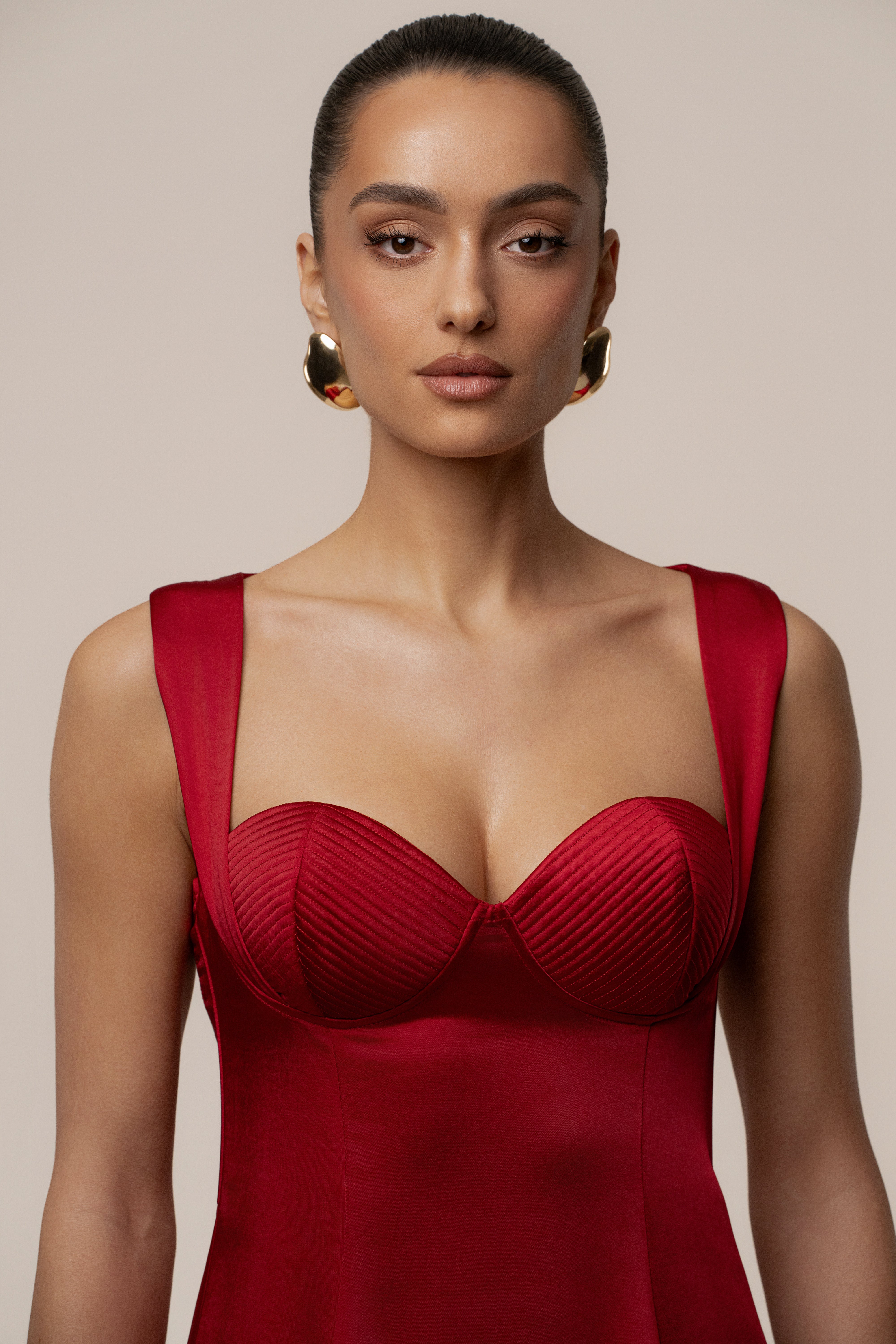 Red Amour Satin Maxi Dress - JLUXLABEL