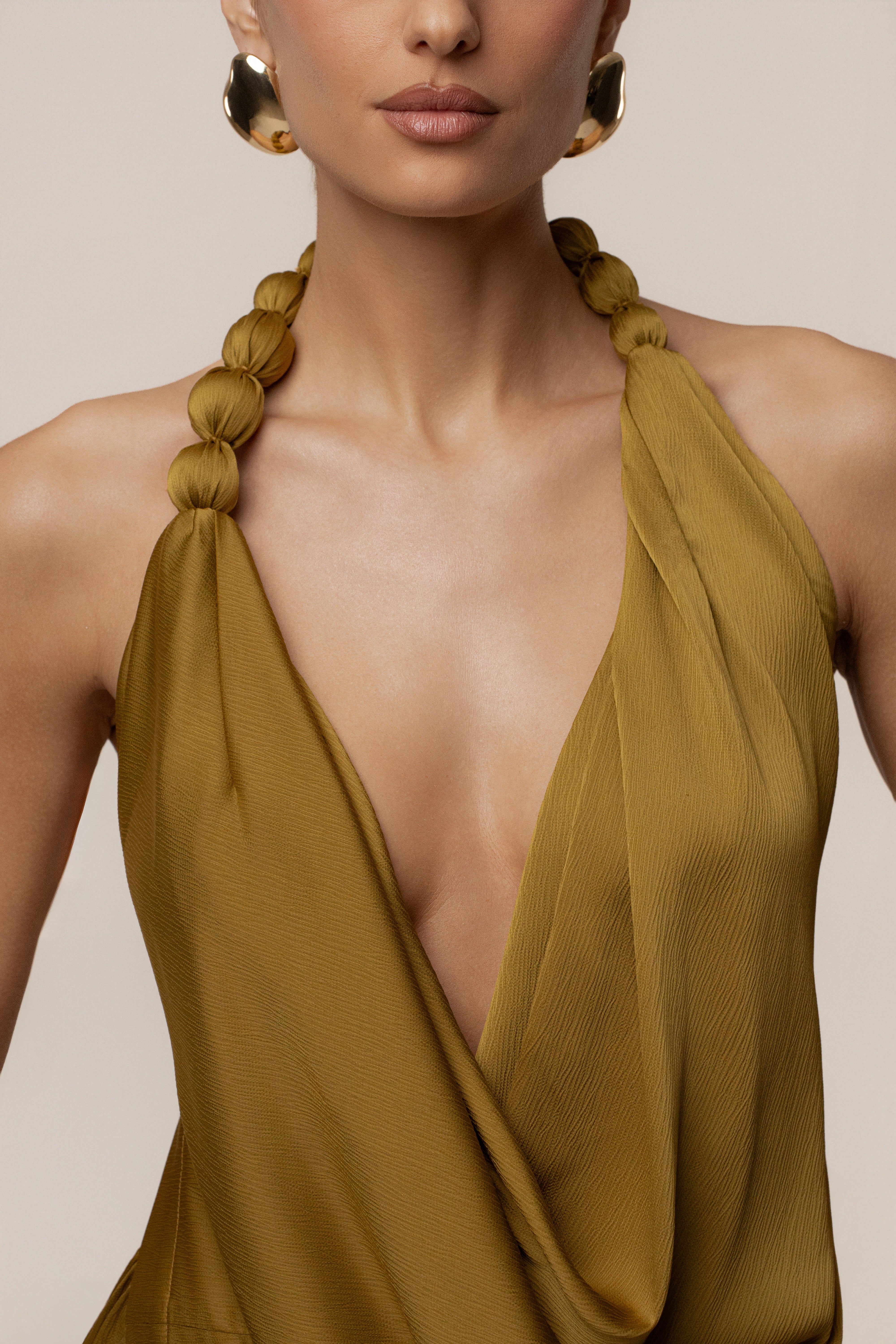 Lime Dolce Drape Dress - JLUXLABEL