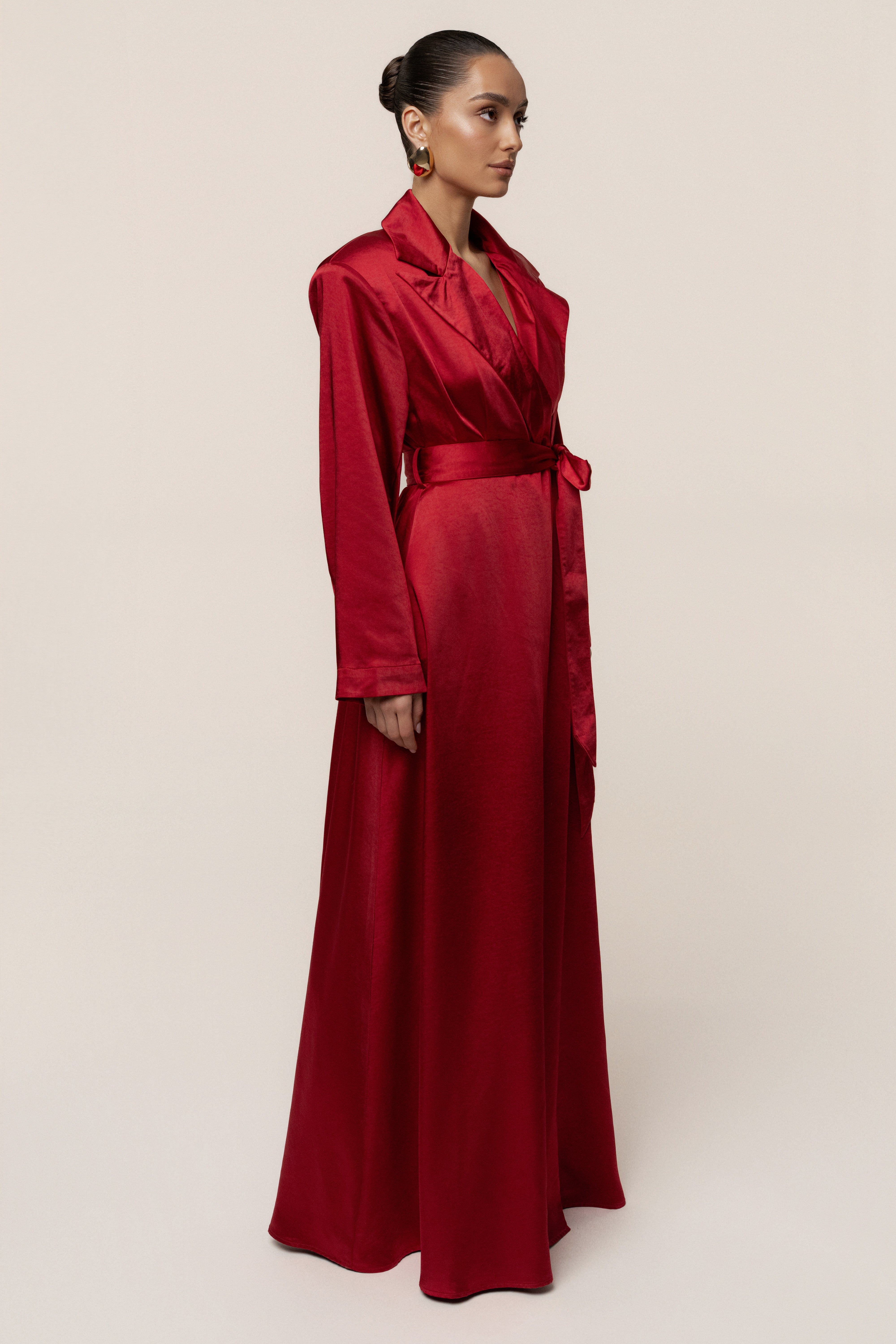 Burgundy Satin Embrace Maxi Dress - JLUXLABEL
