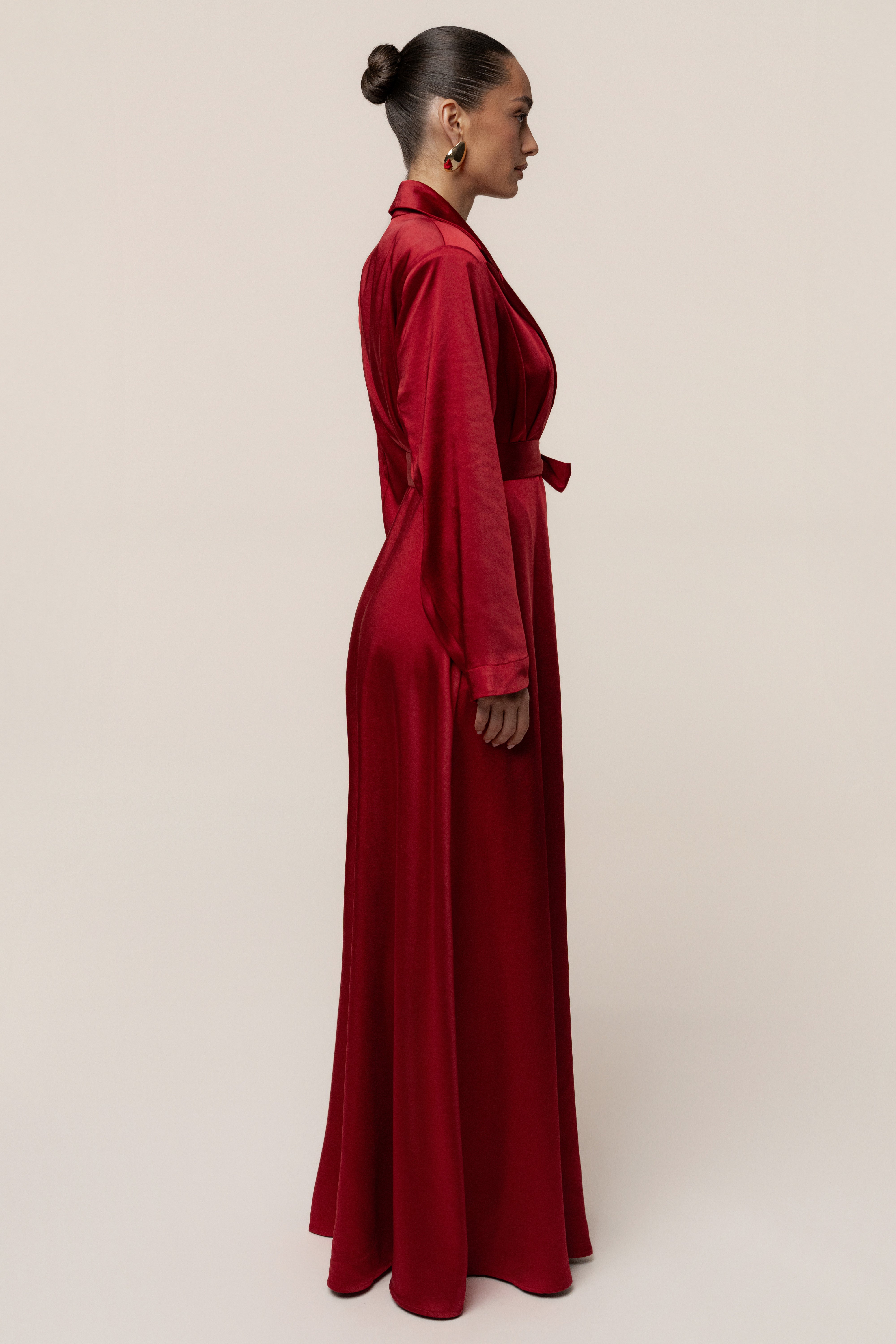 Burgundy Satin Embrace Maxi Dress