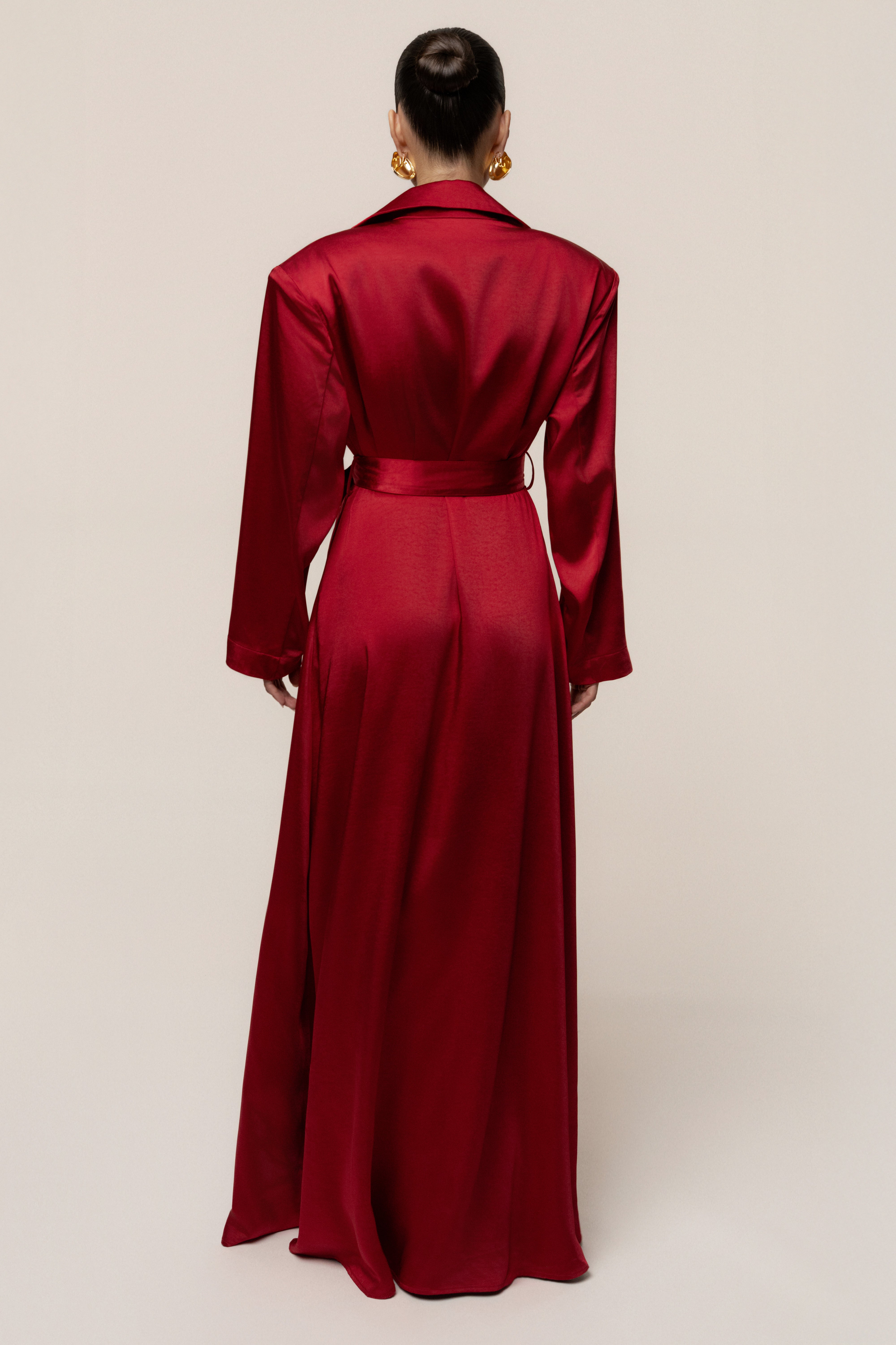 Burgundy Satin Embrace Maxi Dress - JLUXLABEL
