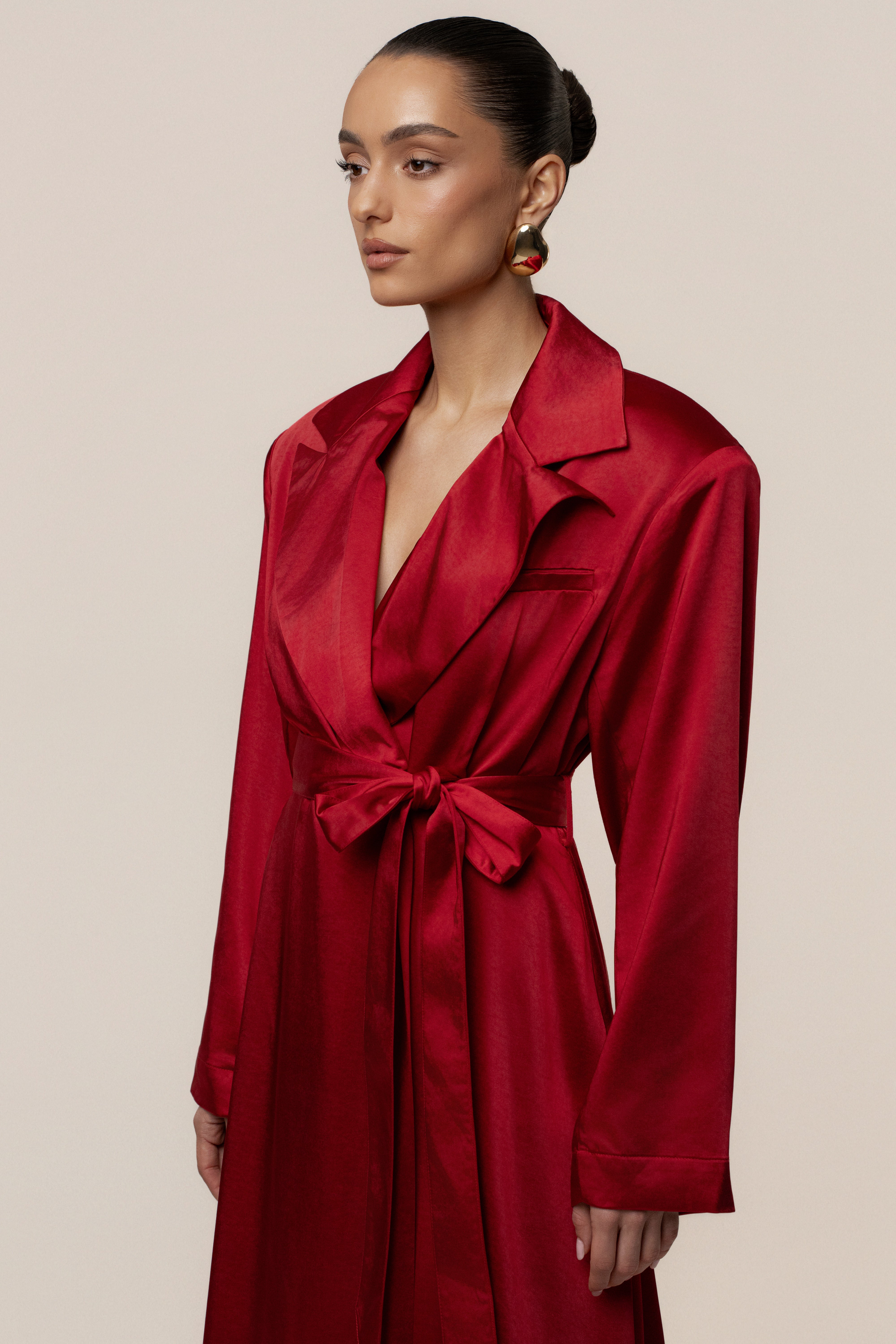 Burgundy Satin Embrace Maxi Dress